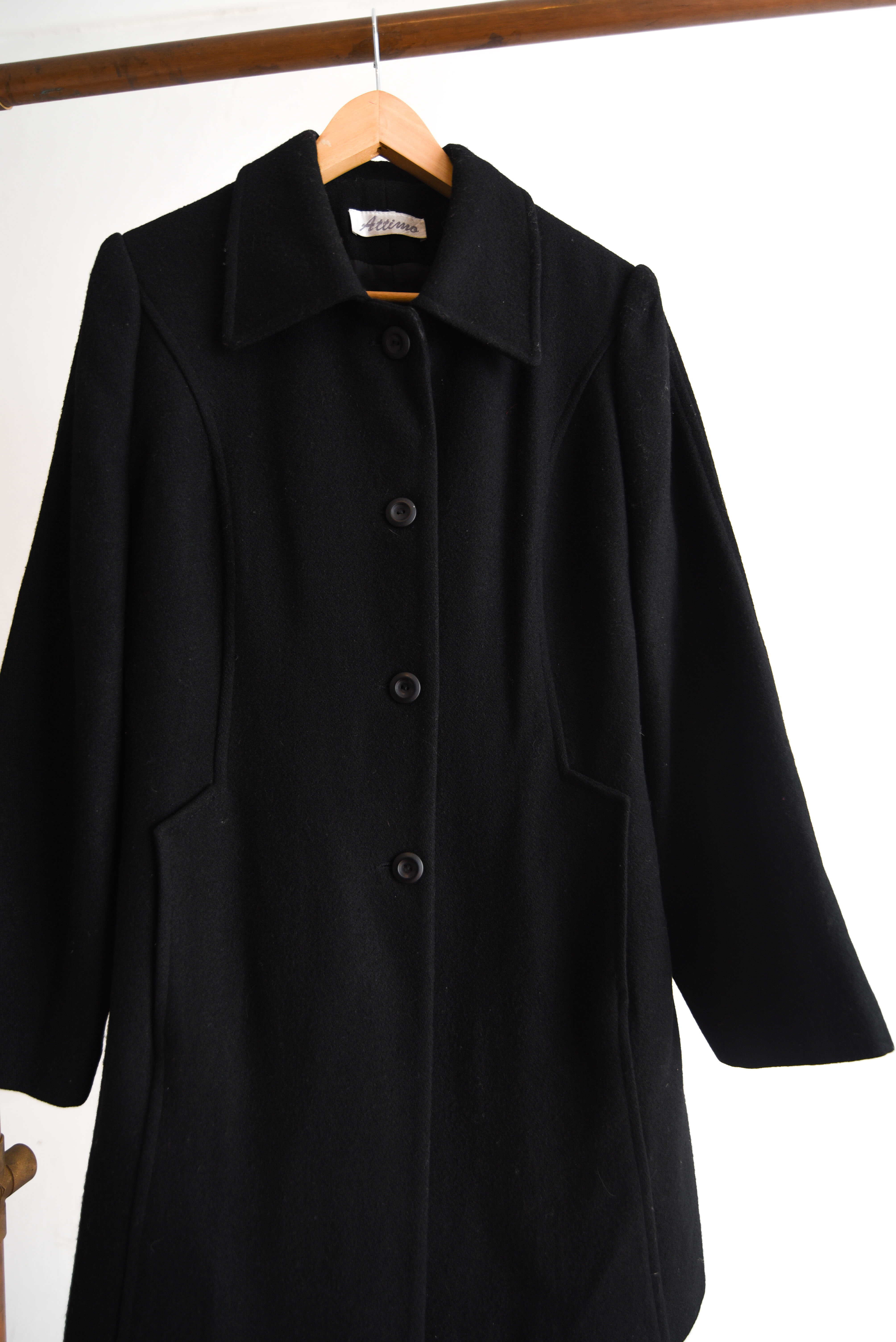 Abrigo negro vintage lana art deco