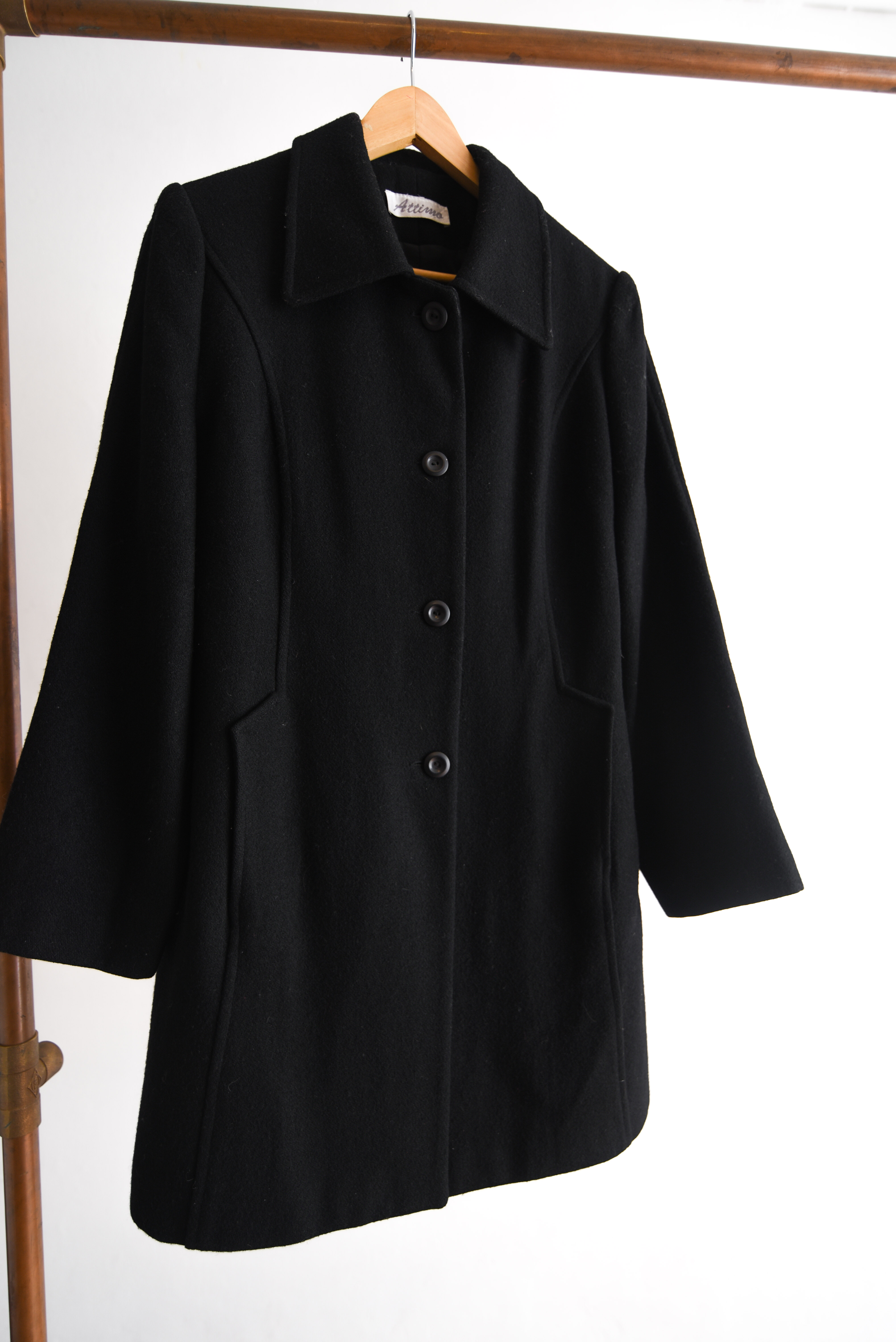 Abrigo negro vintage lana art deco