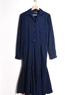 Vestido black&navy 70s