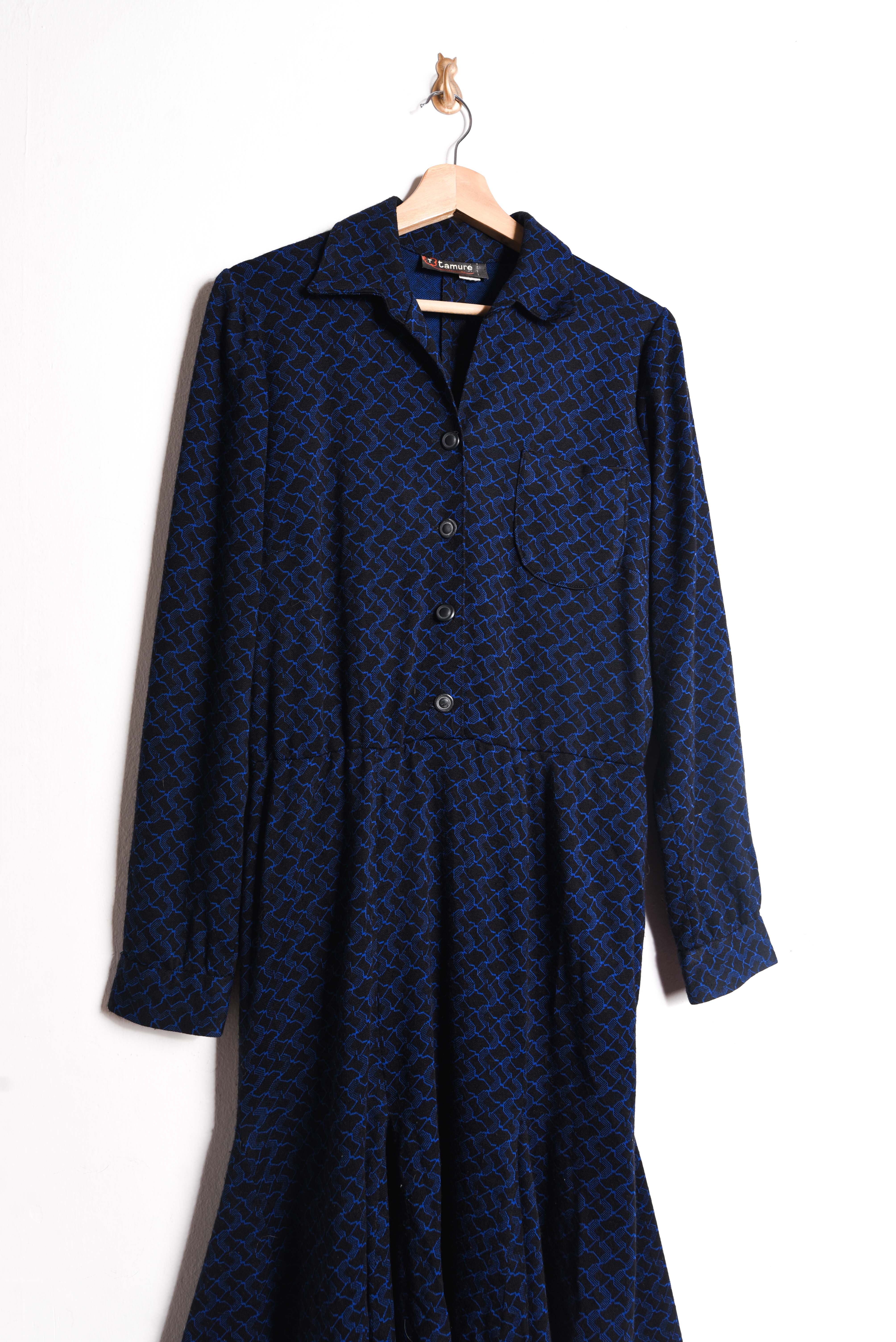 Vestido black&navy 70s