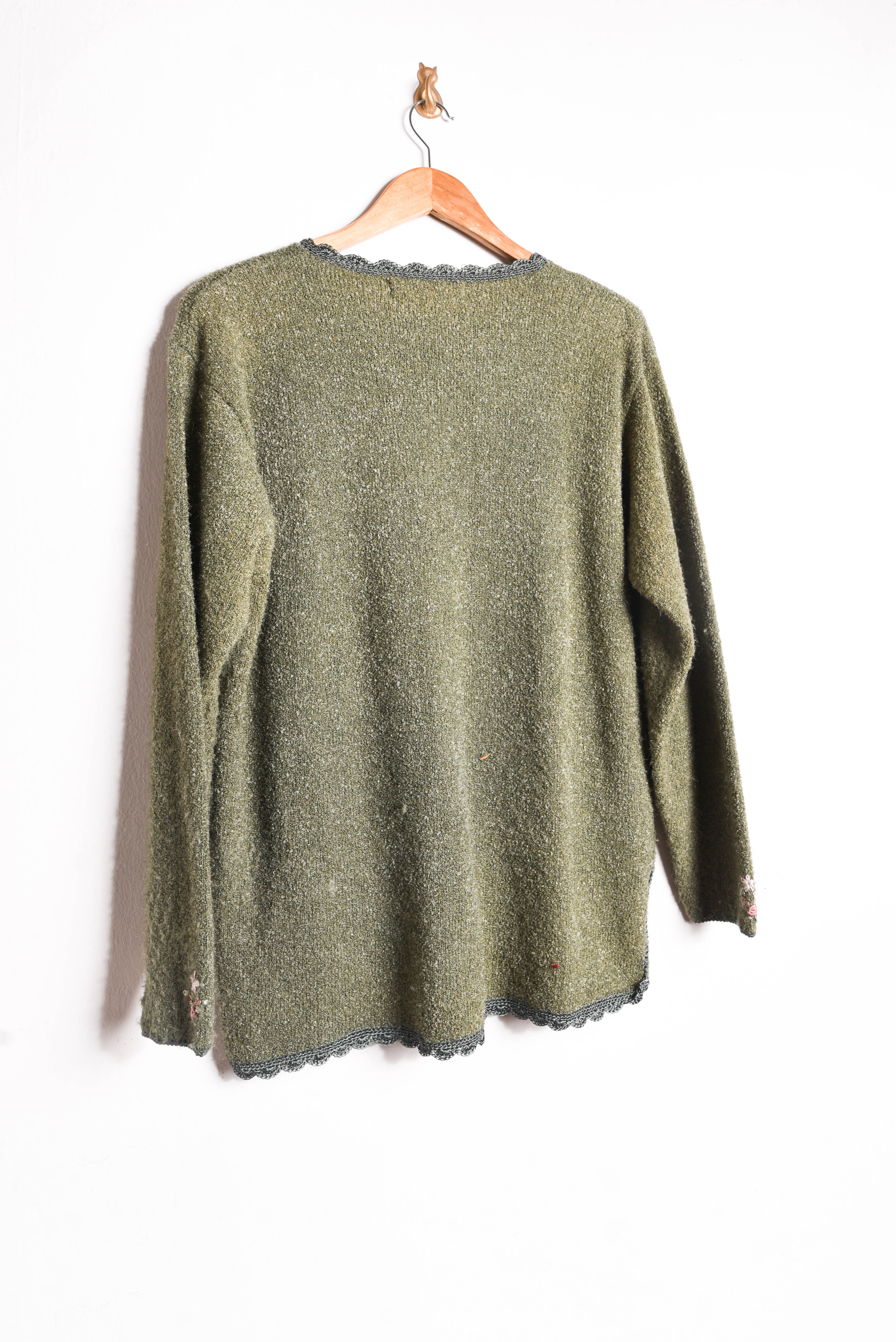 Cardigan green vintage bordado