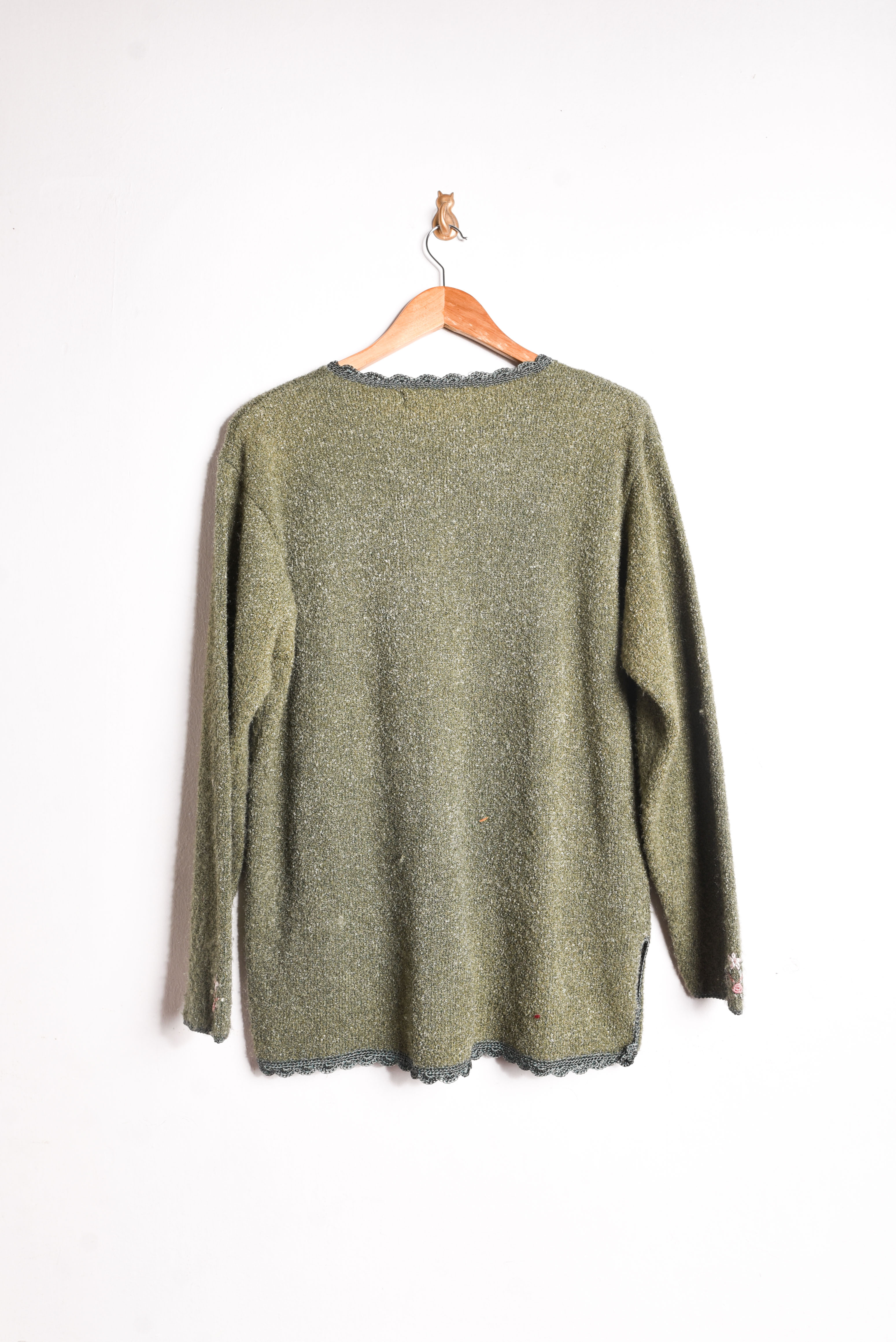 Cardigan green vintage bordado