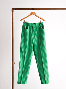 Pantalón cotelé tiro alto verde vintage