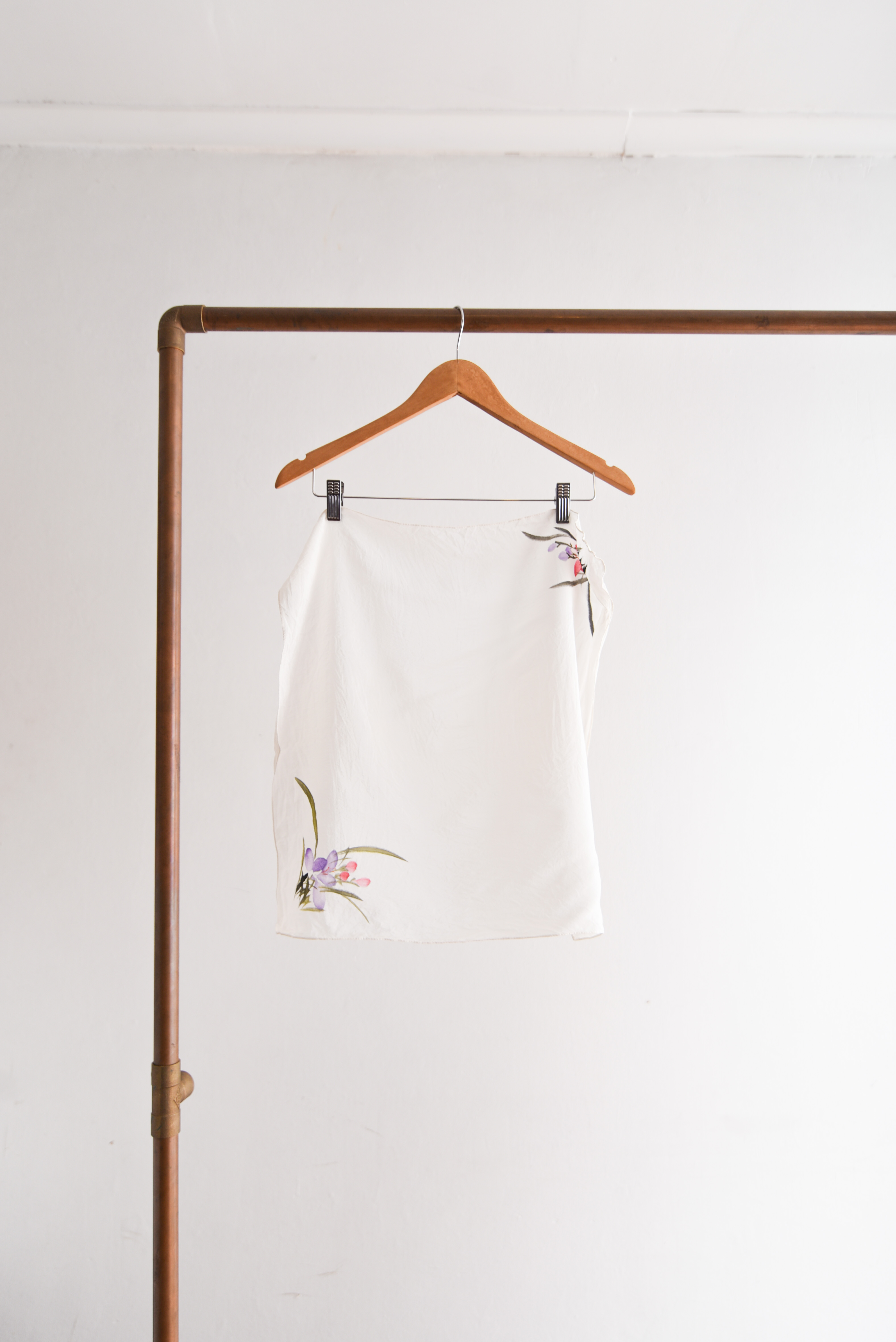 Pañuelo marfil seda floral