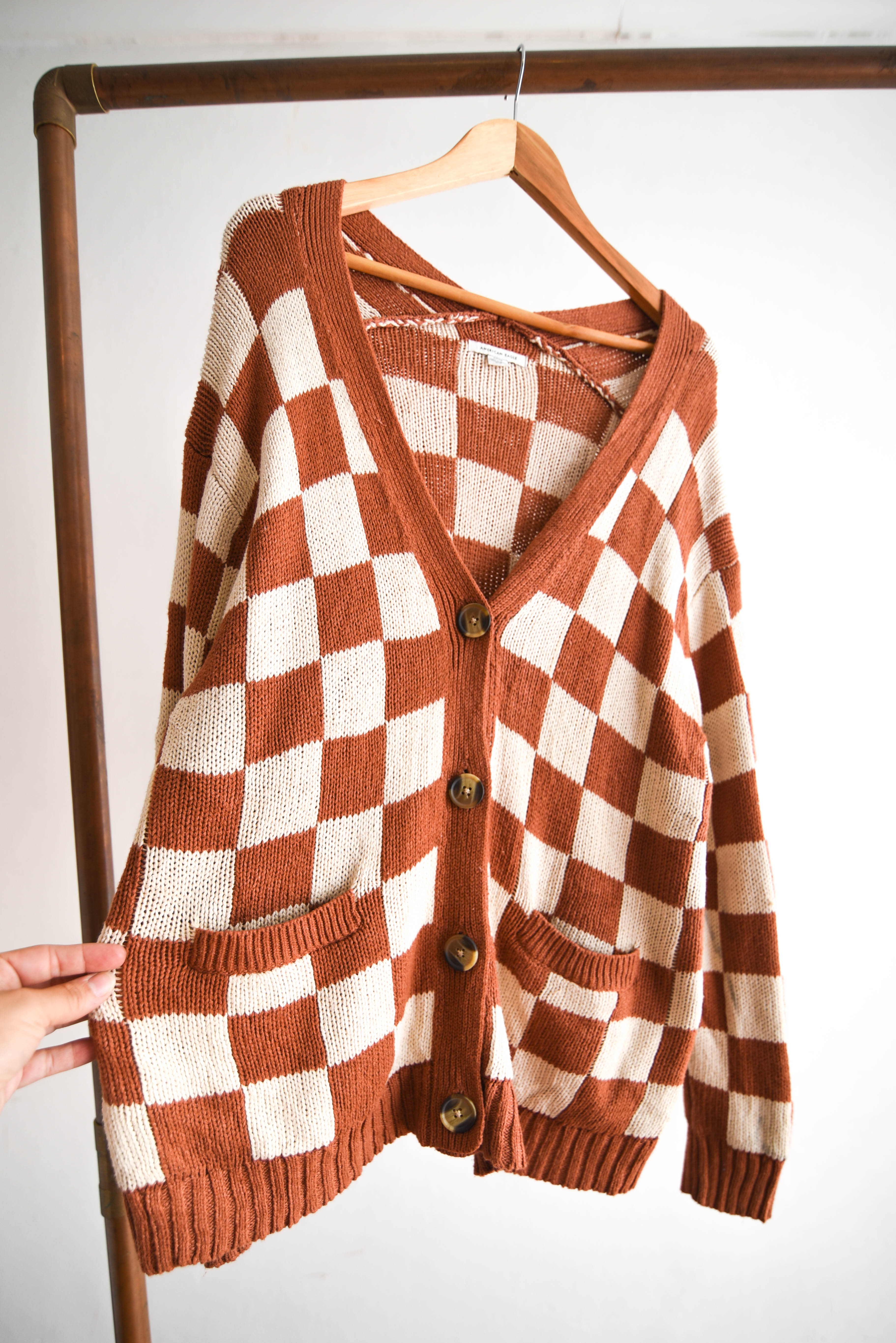 Cardigan bicolor cuadros