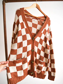 Cardigan bicolor cuadros