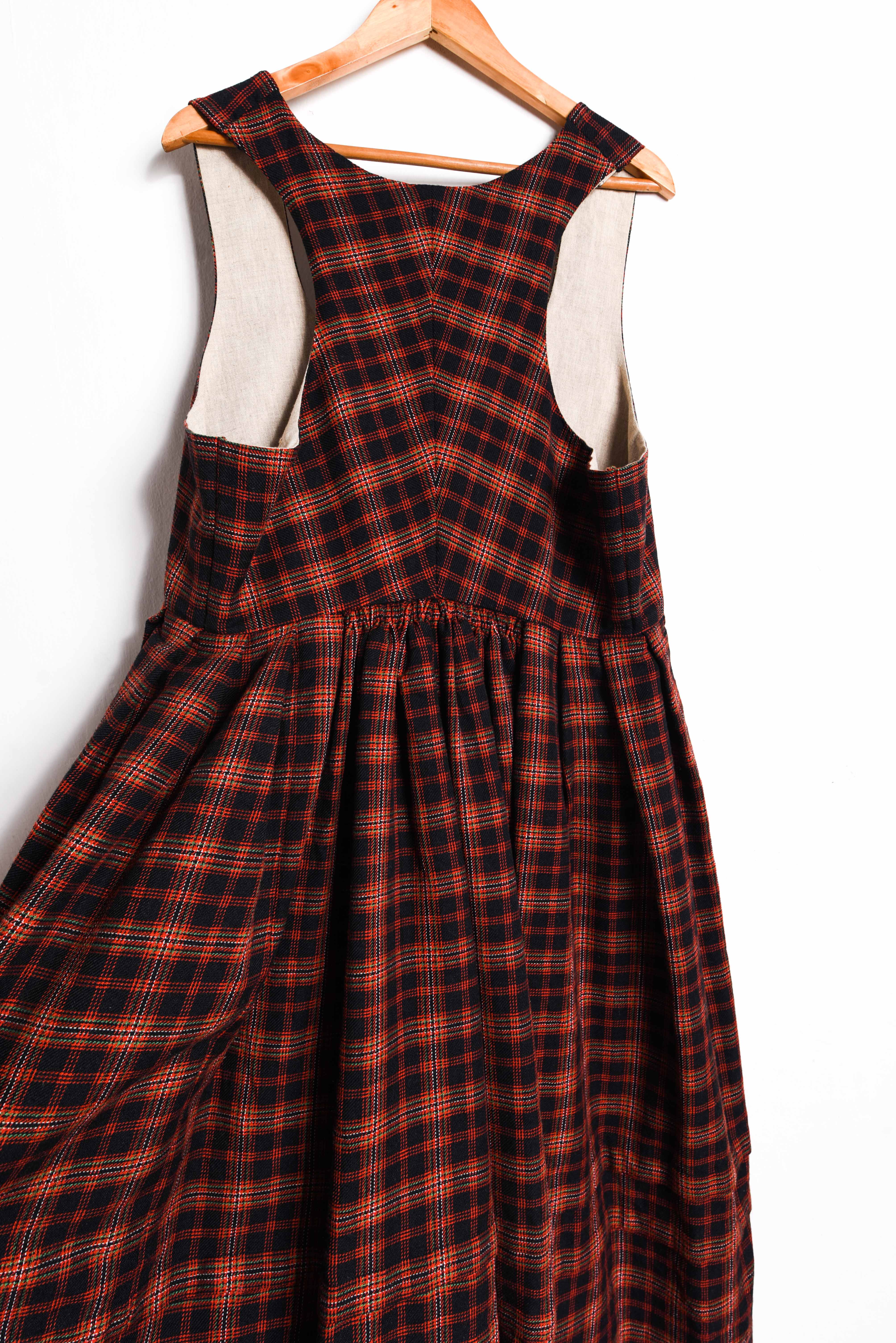 Maxi vestido lana tartán vintage