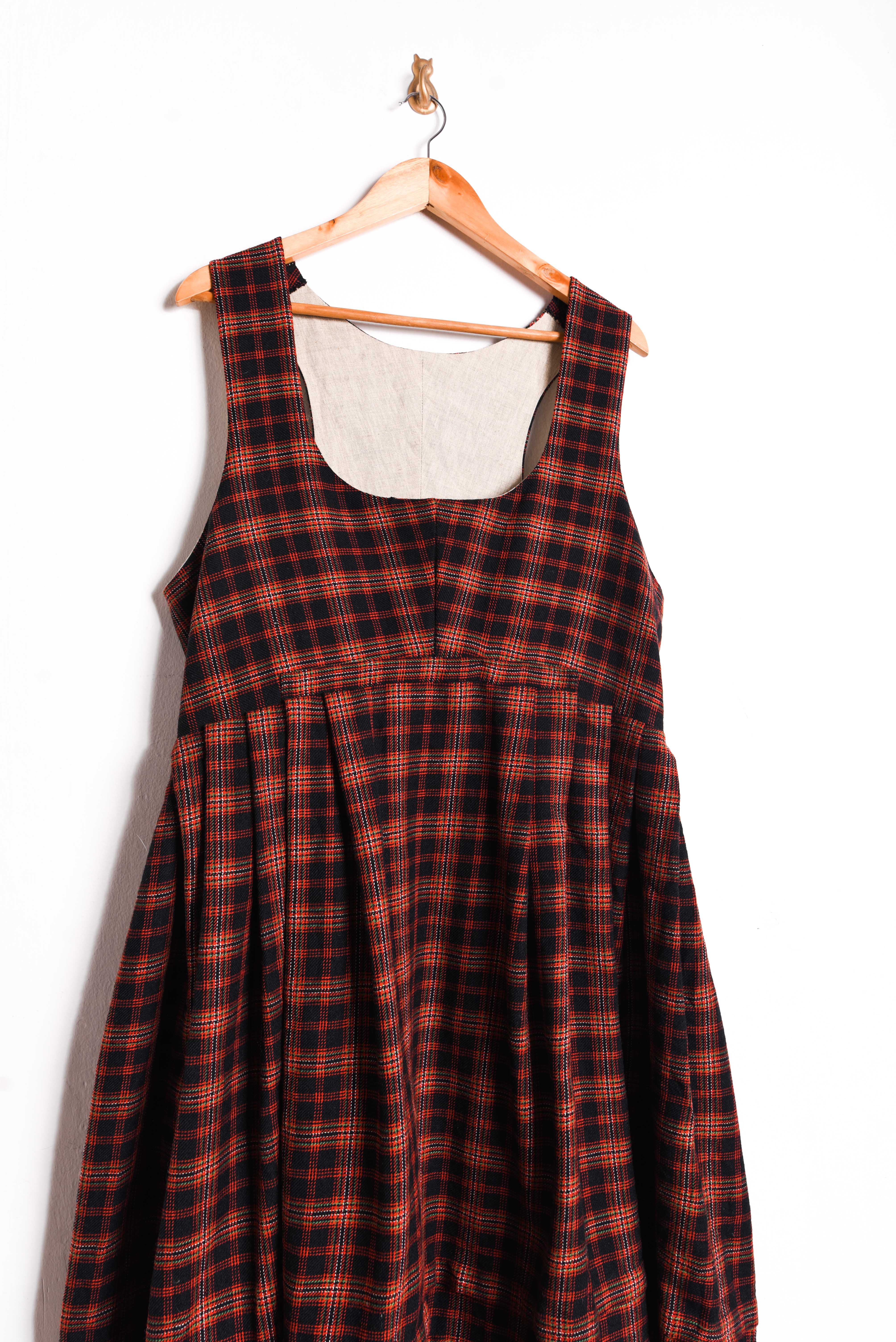 Maxi vestido lana tartán vintage