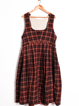 Maxi vestido lana tartán vintage