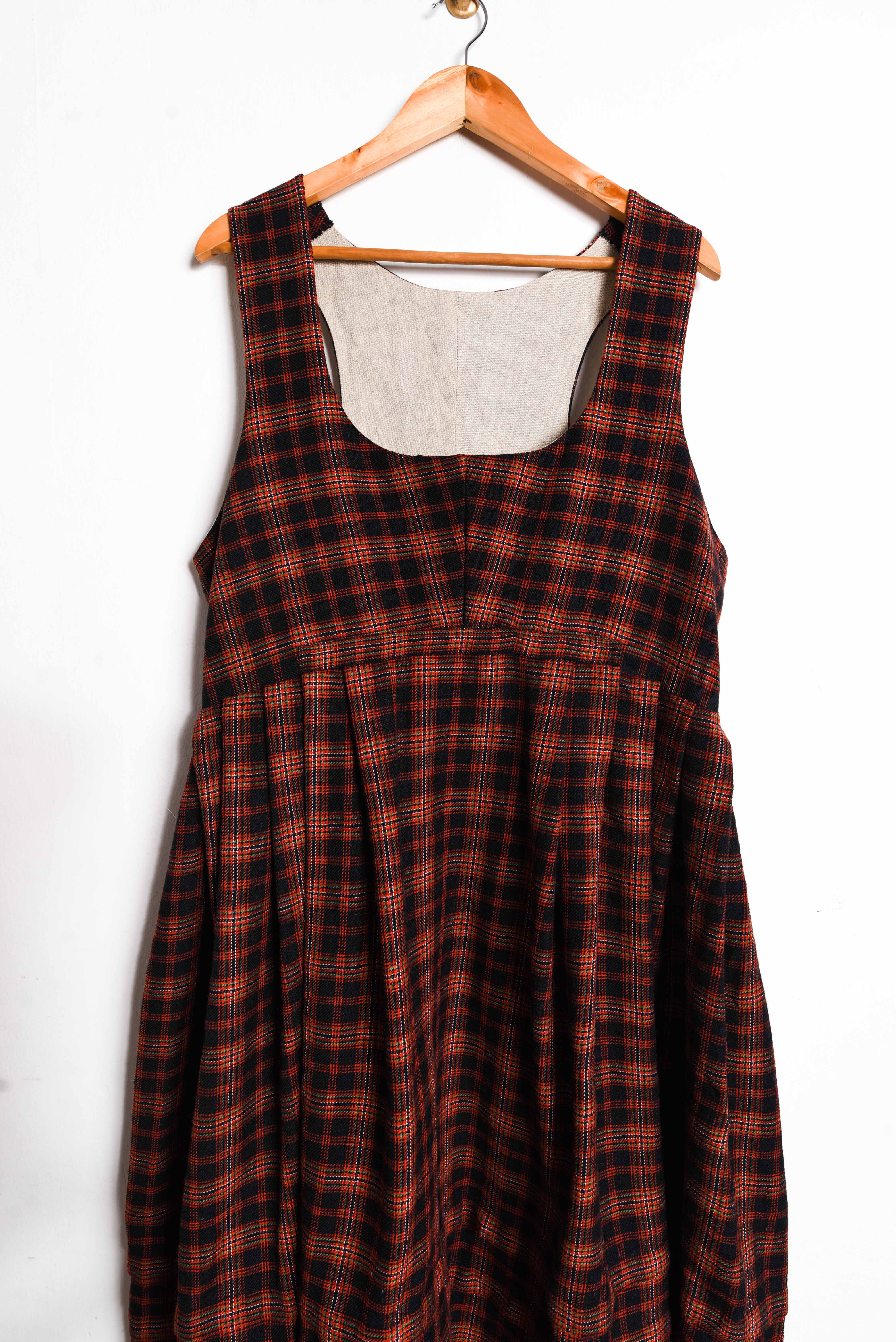 Maxi vestido lana tartán vintage