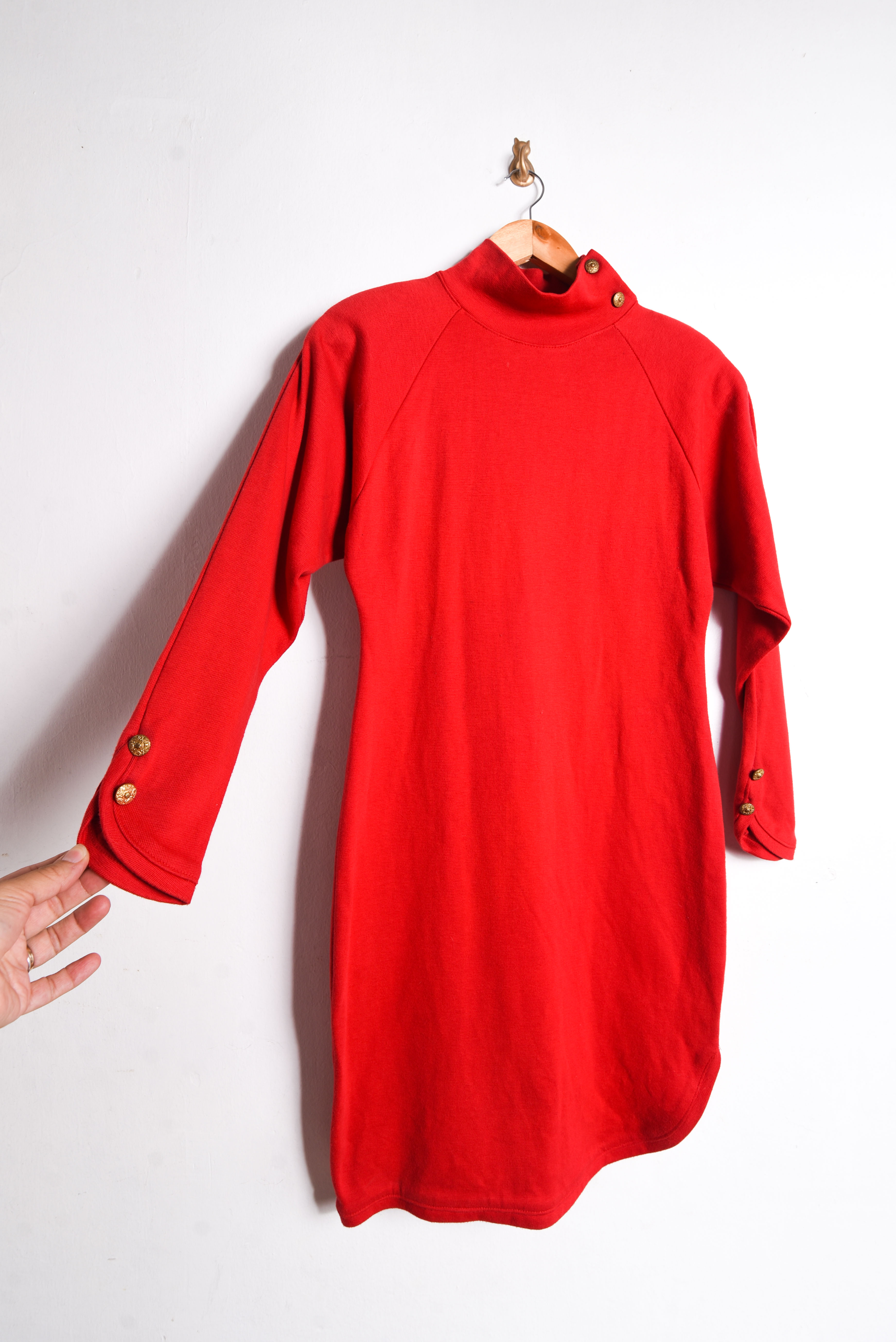 Vestido 80s rojo cuello alto