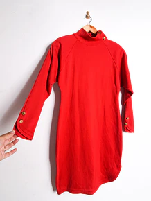 Vestido 80s rojo cuello alto