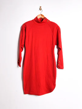 Vestido 80s rojo cuello alto