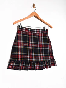 Mini falda negra tartán vuelos
