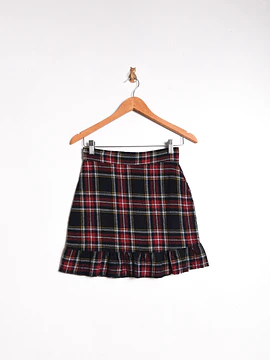 Mini falda negra tartán vuelos