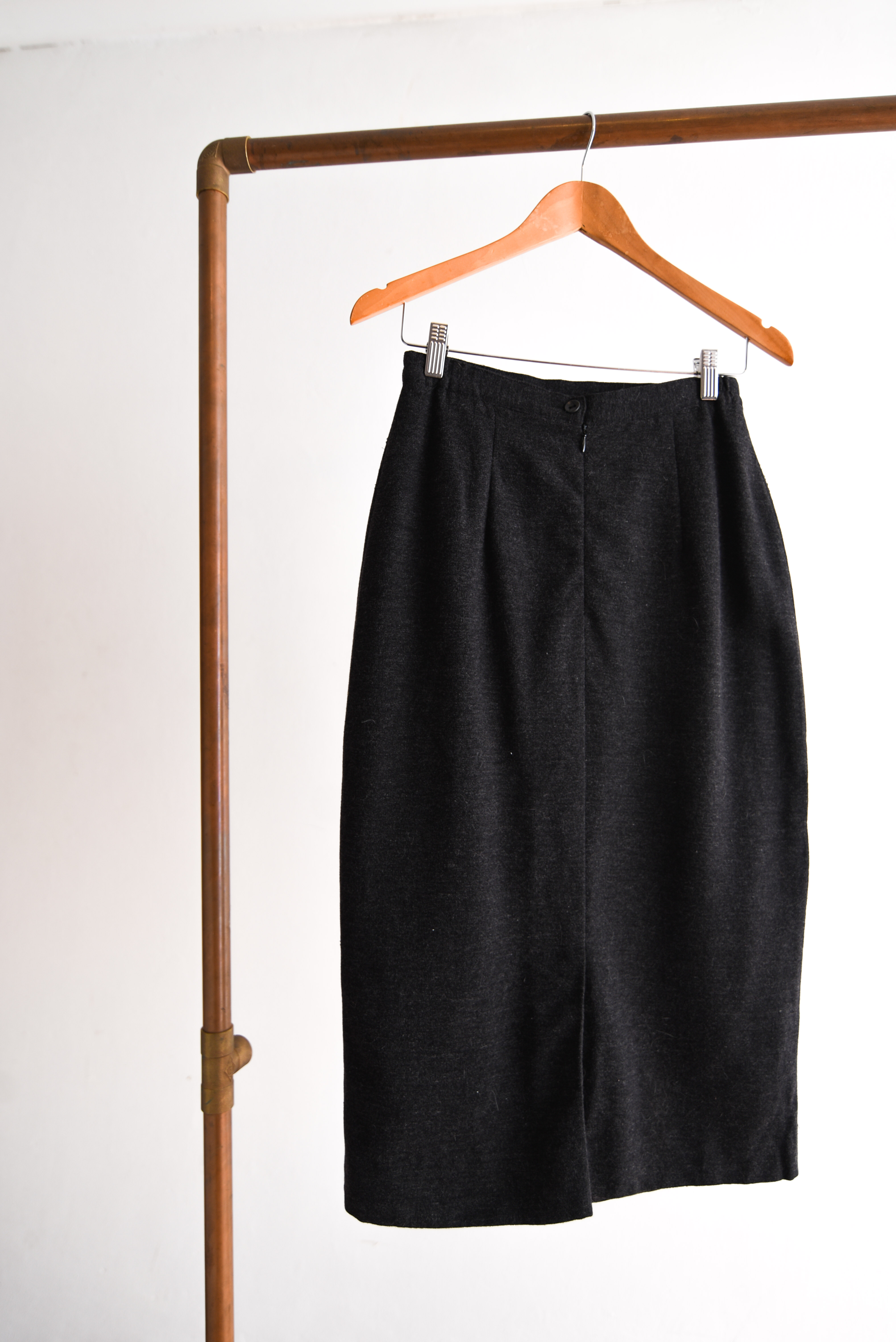 Falda lana grafito vntg