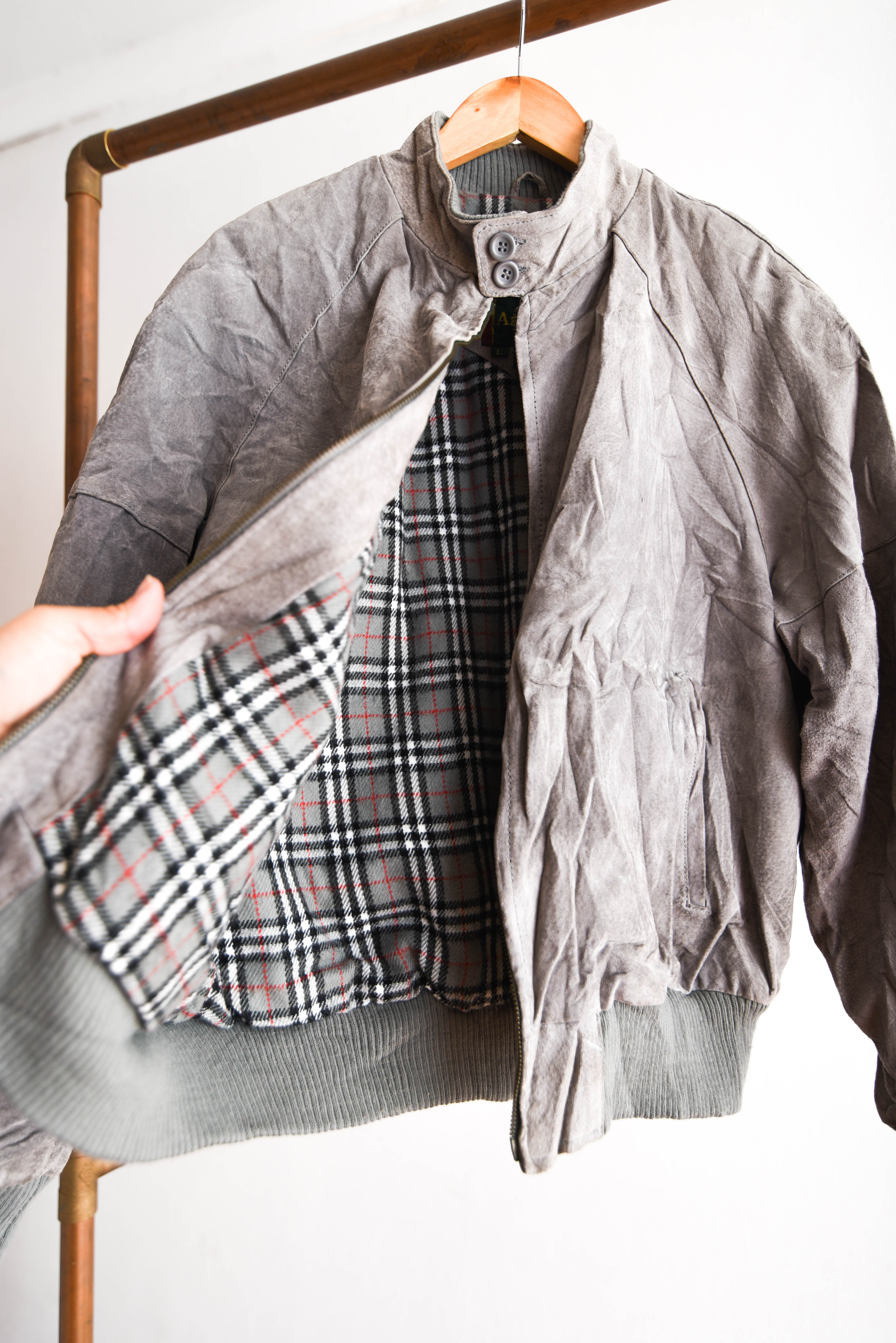 Bomber jacket gamuza gris vntg