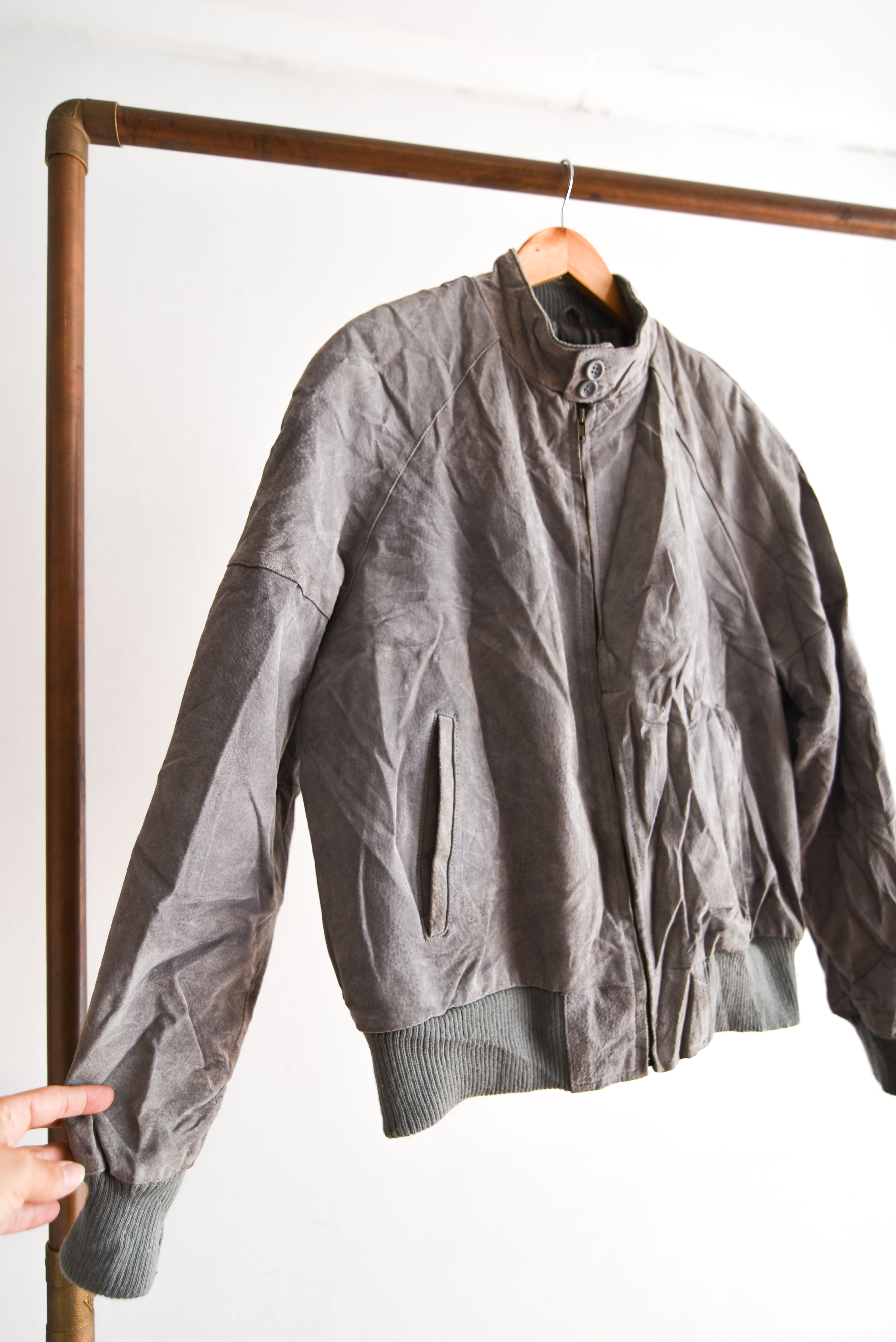 Bomber jacket gamuza gris vntg