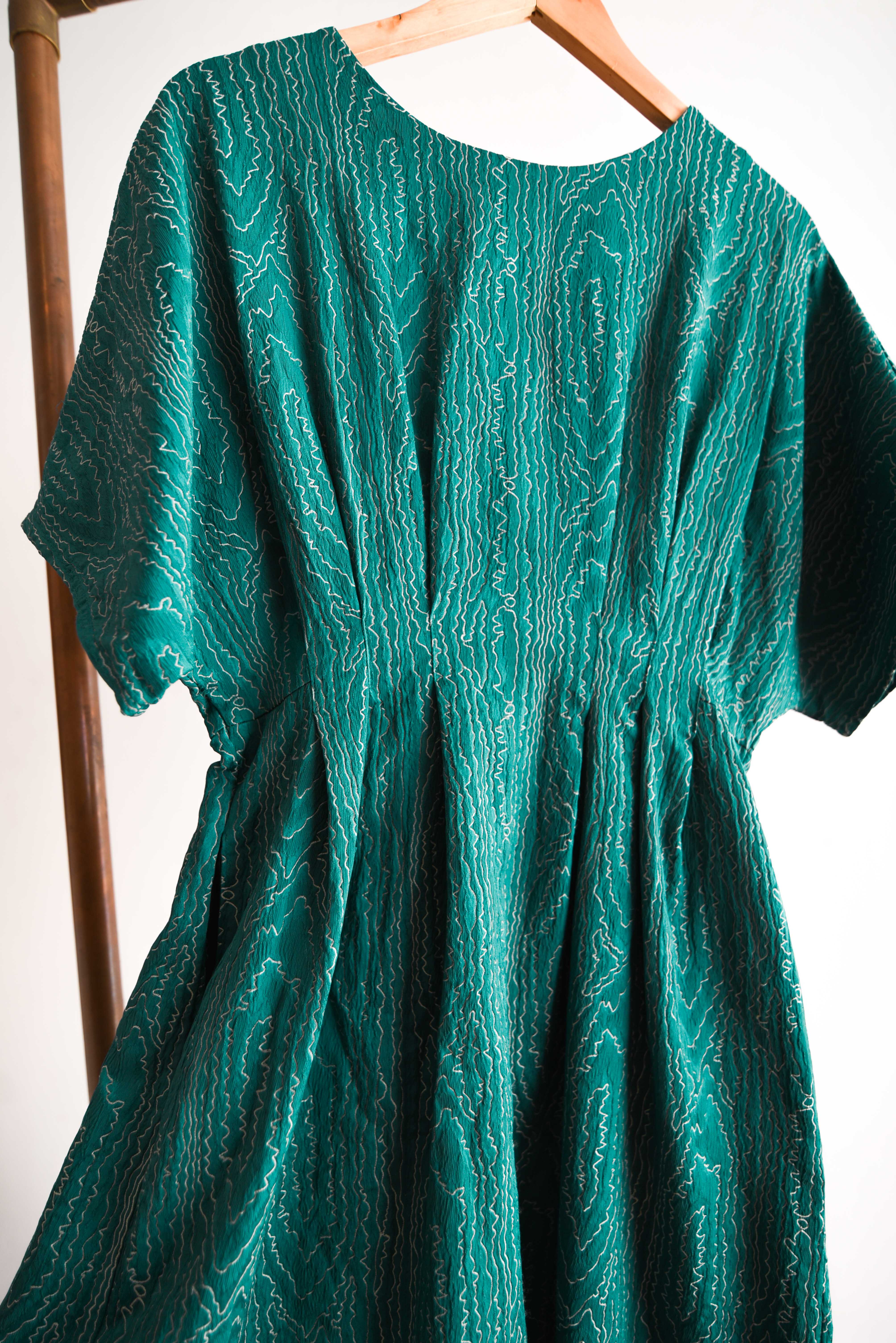 Vestido turquesa vintage bordado