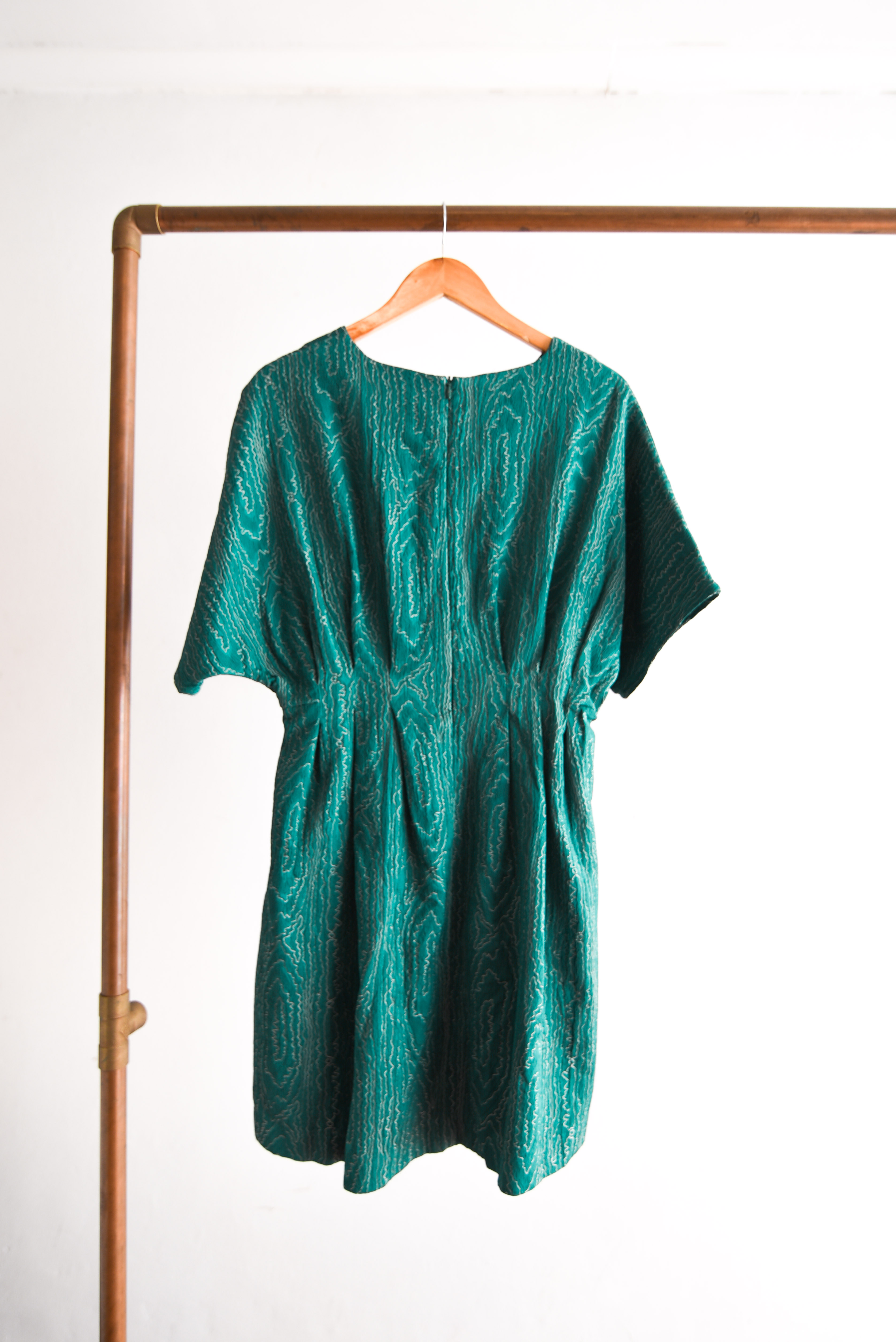 Vestido turquesa vintage bordado