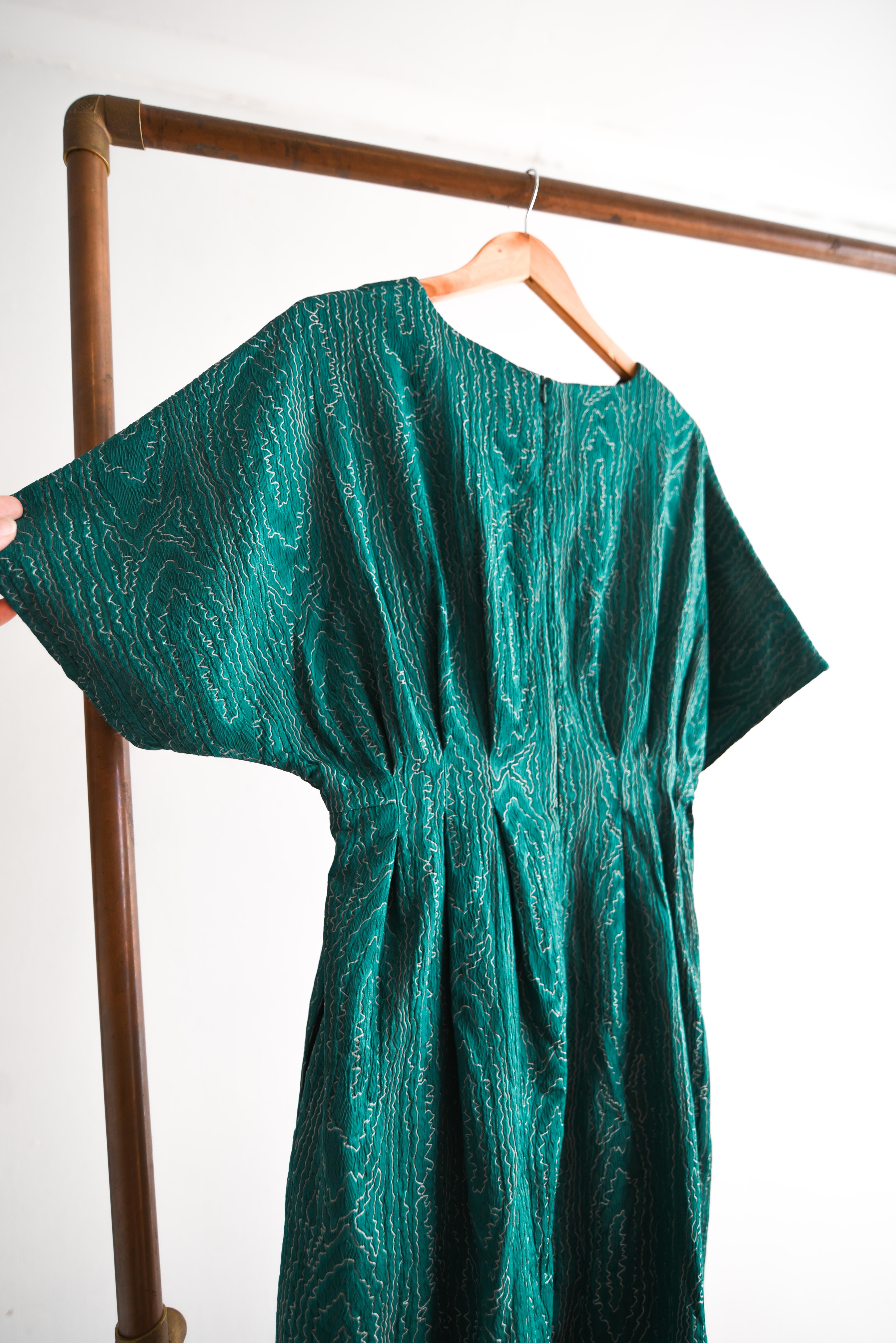 Vestido turquesa vintage bordado