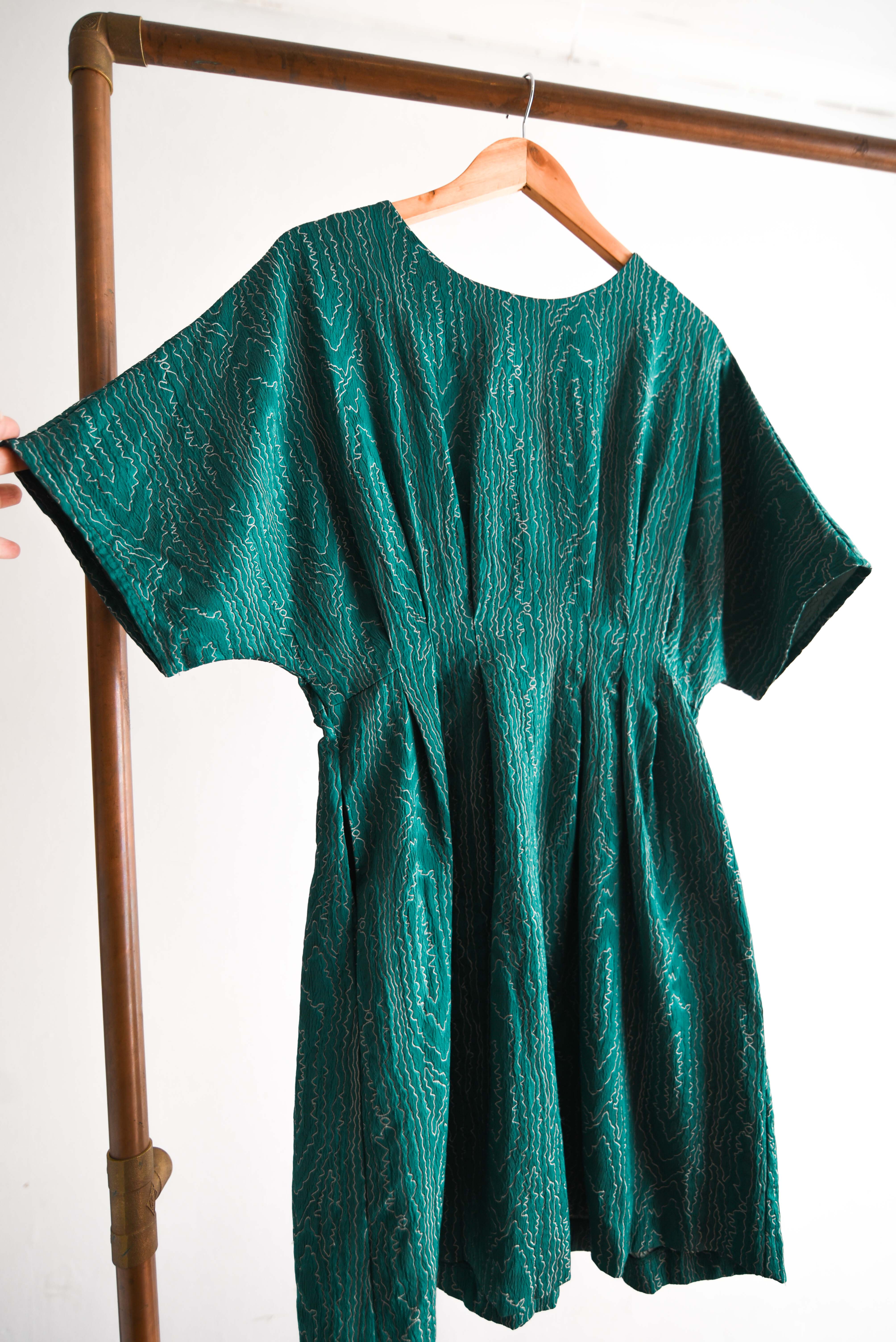 Vestido turquesa vintage bordado