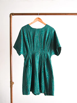 Vestido turquesa vintage bordado