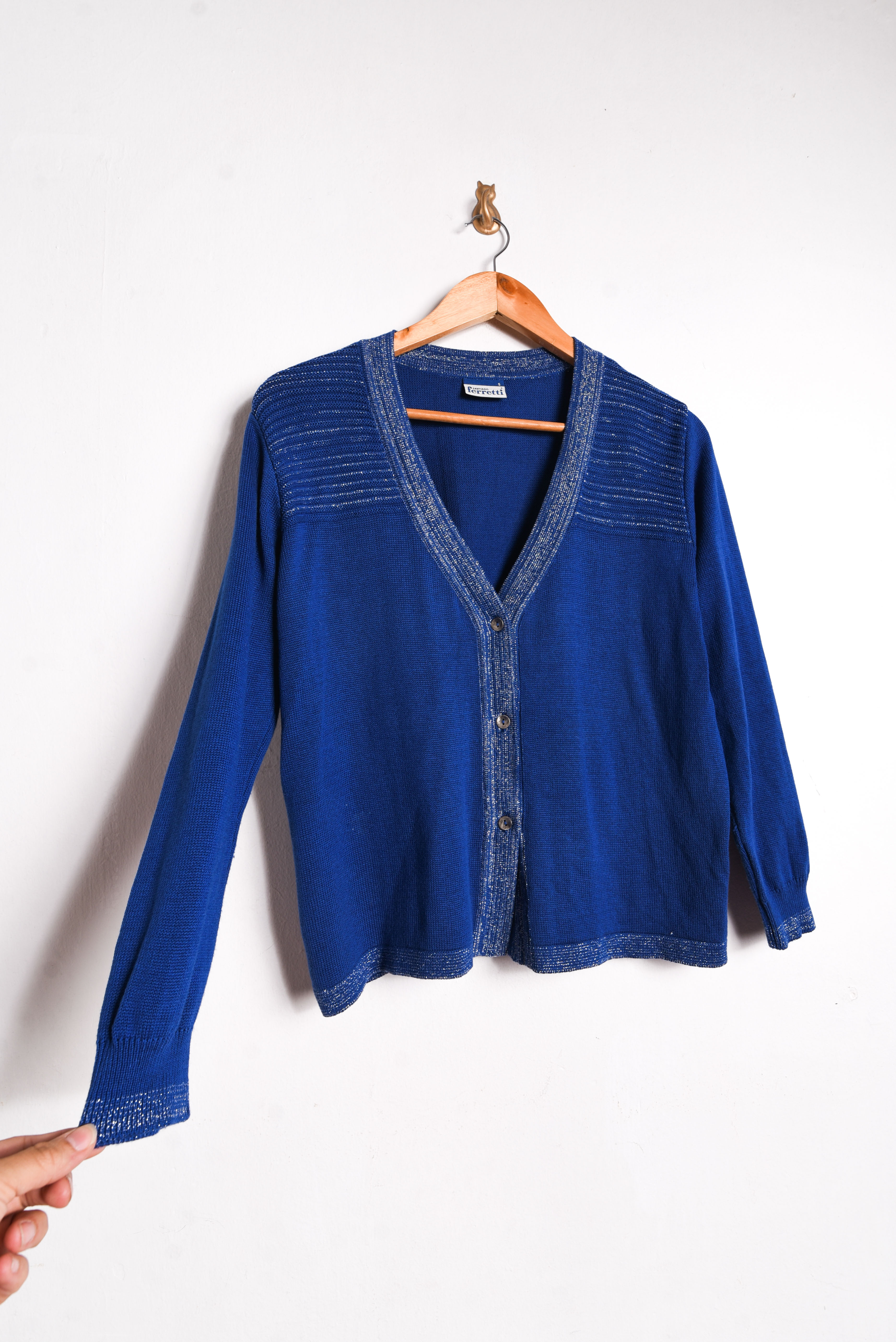 Cardigan azulino brillos