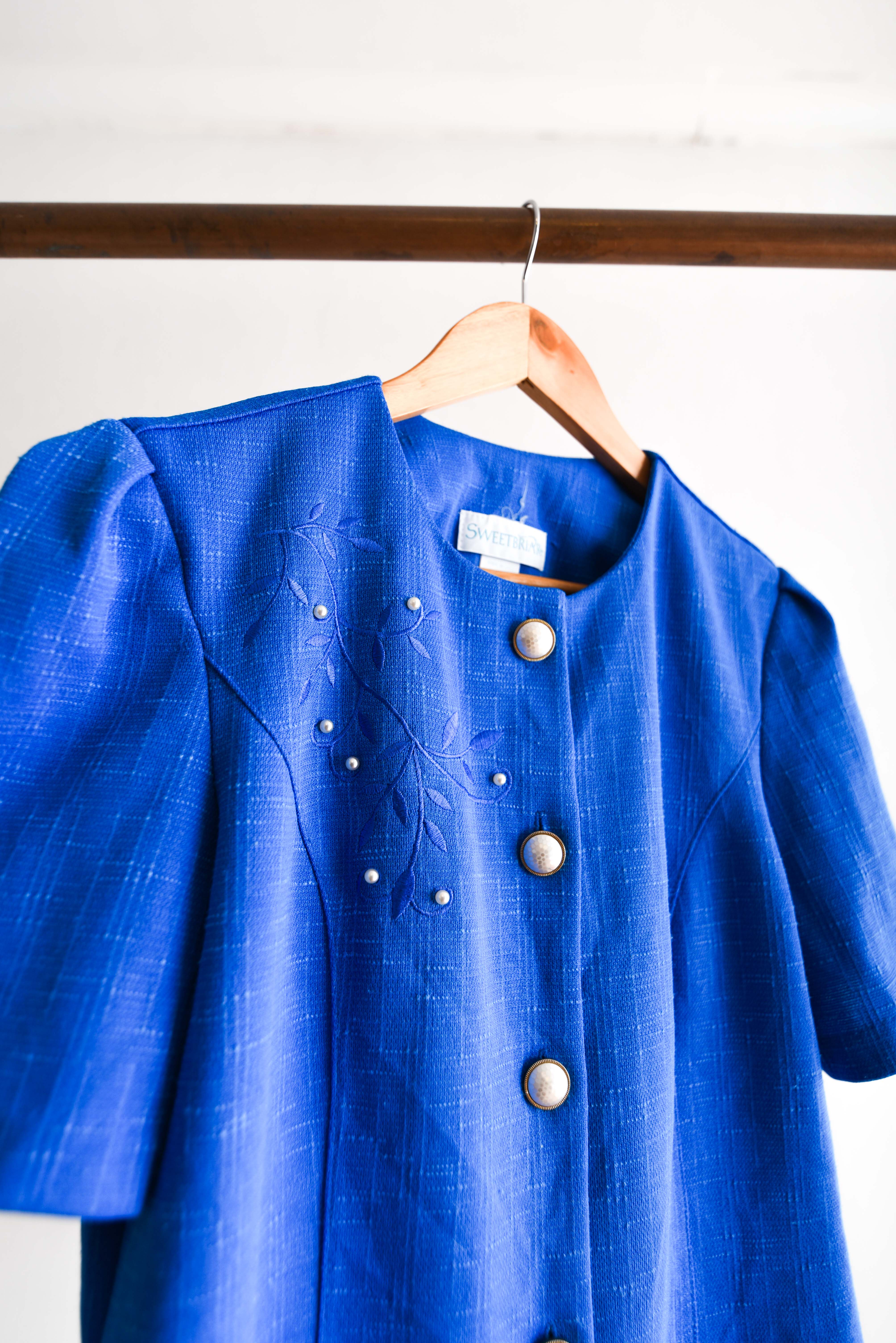 Blusa azulina 80s perlas