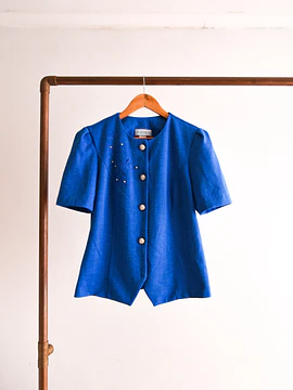 Blusa azulina 80s perlas