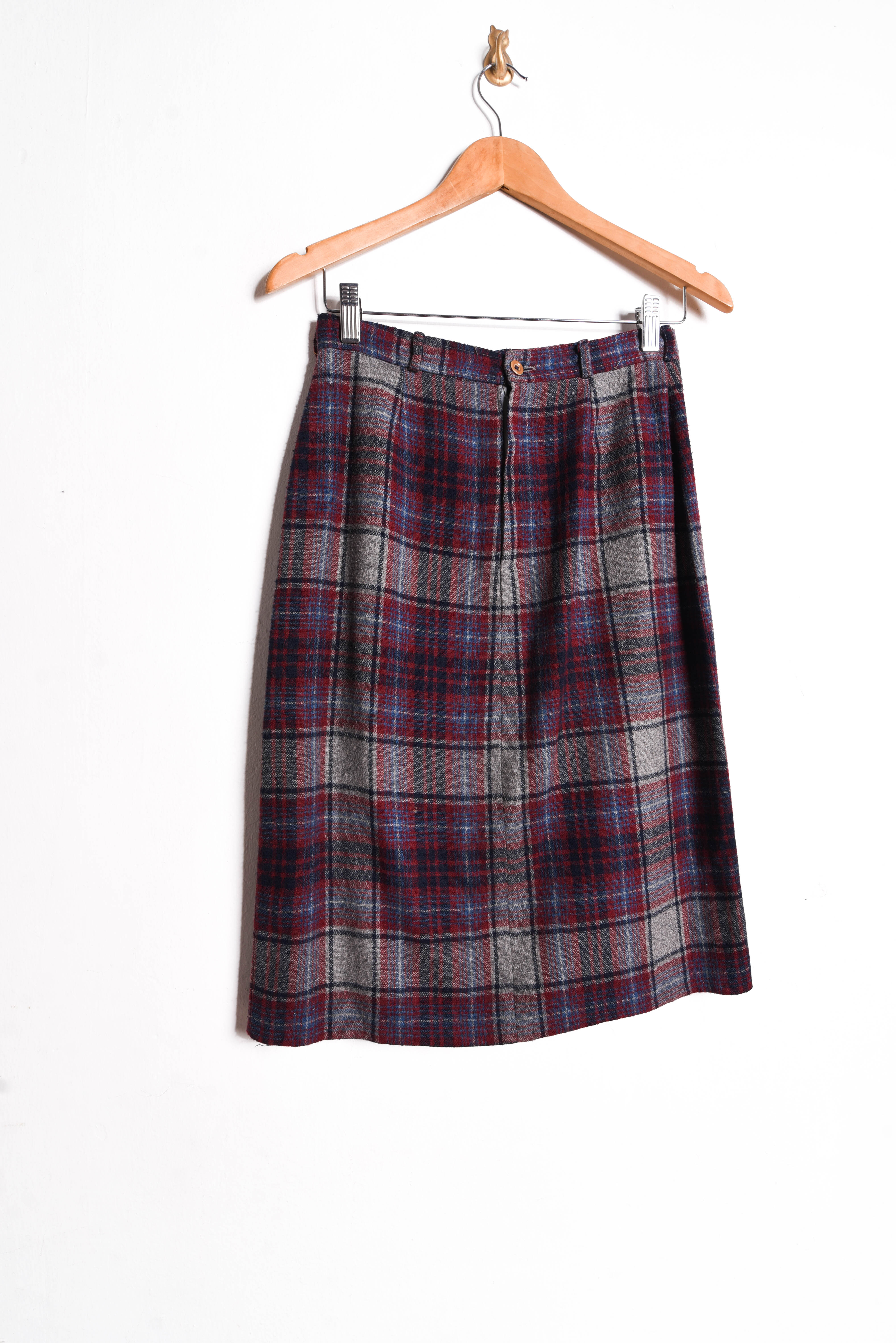 Falda midi tartán vintage