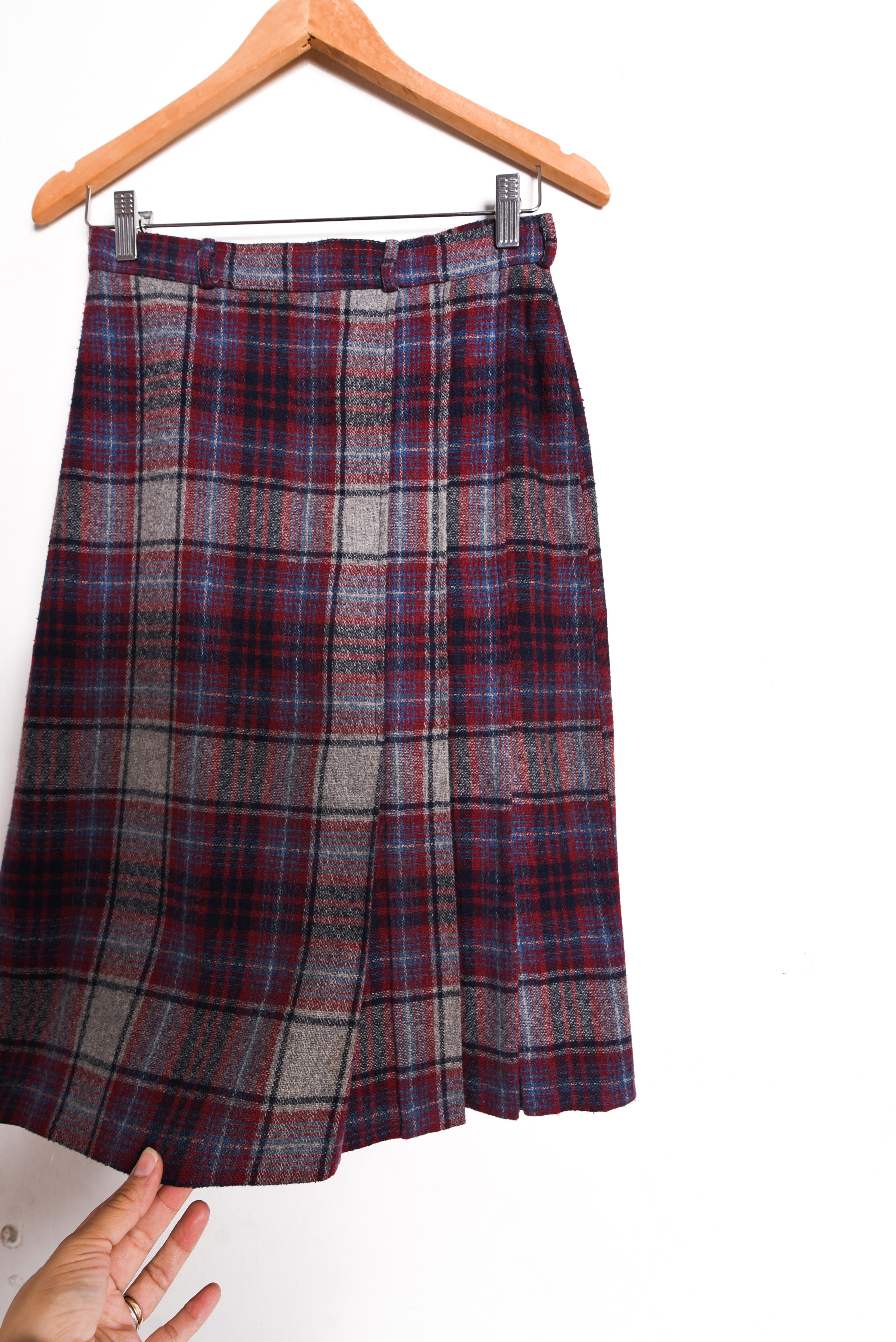 Falda midi tartán vintage