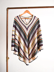 Chaleco poncho rayado diagonal