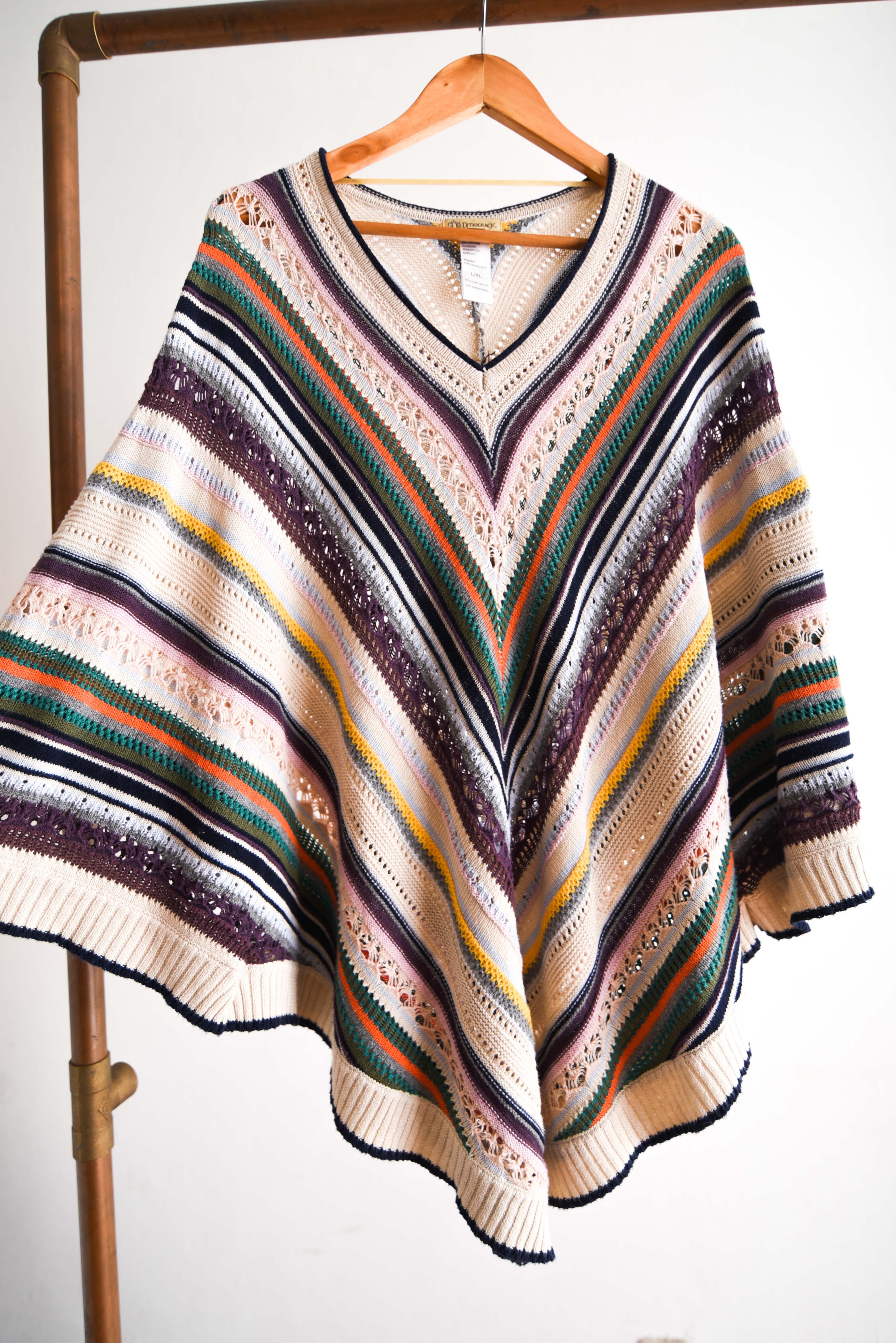 Chaleco poncho rayado diagonal
