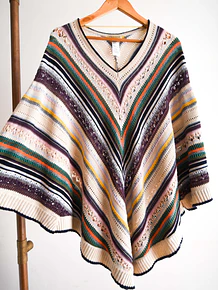 Chaleco poncho rayado diagonal