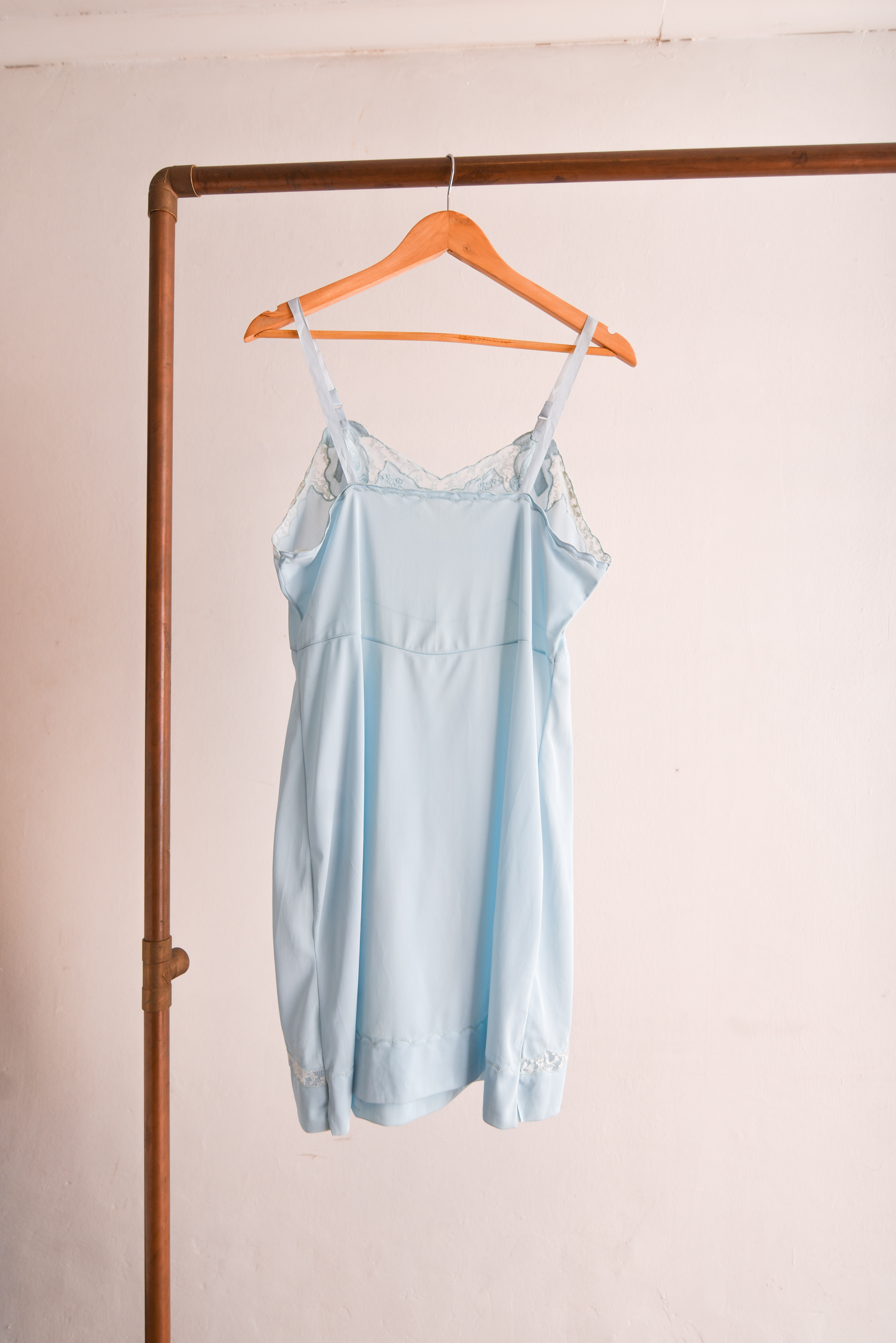 Vestido lencero celeste vintage 60s