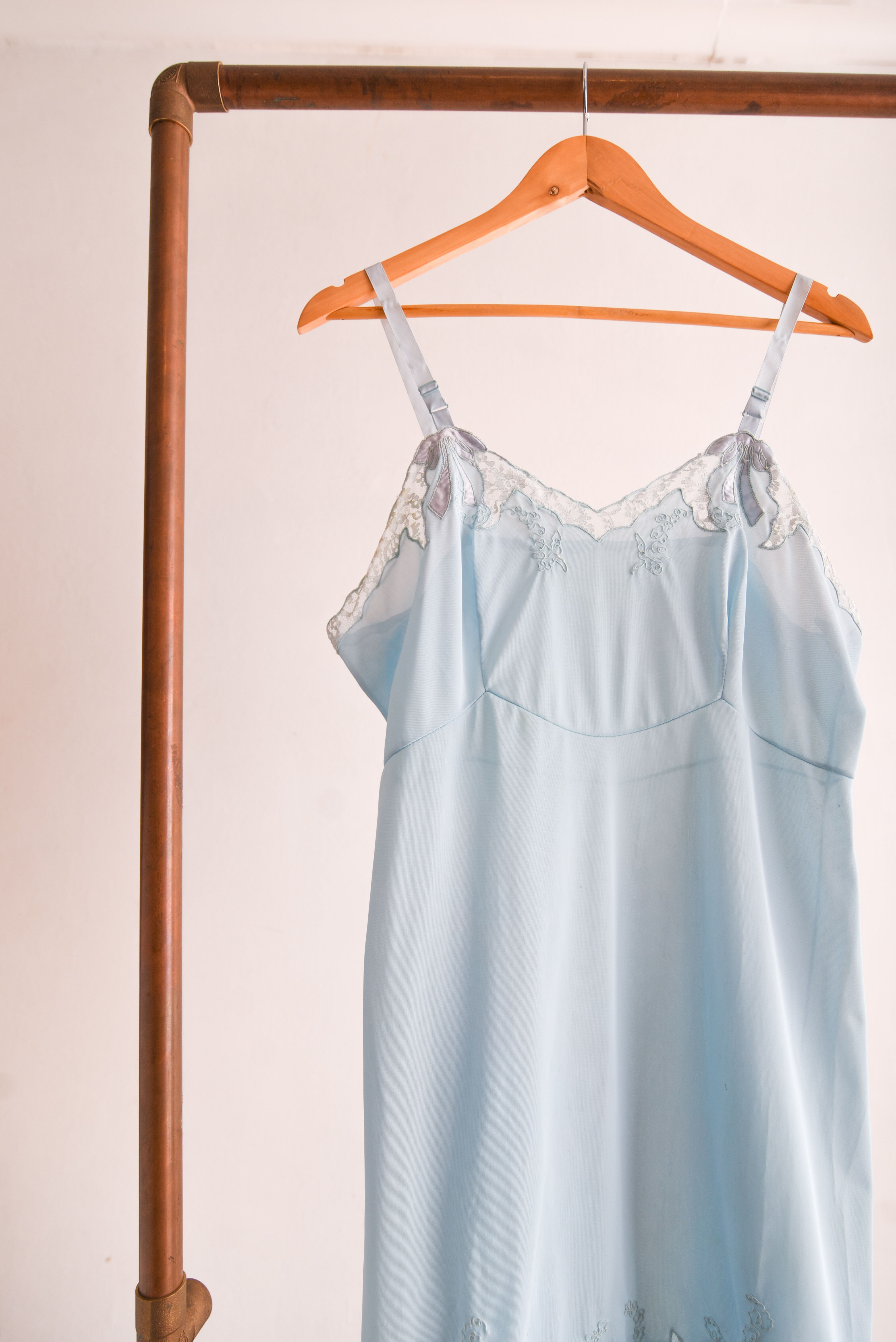 Vestido lencero celeste vintage 60s