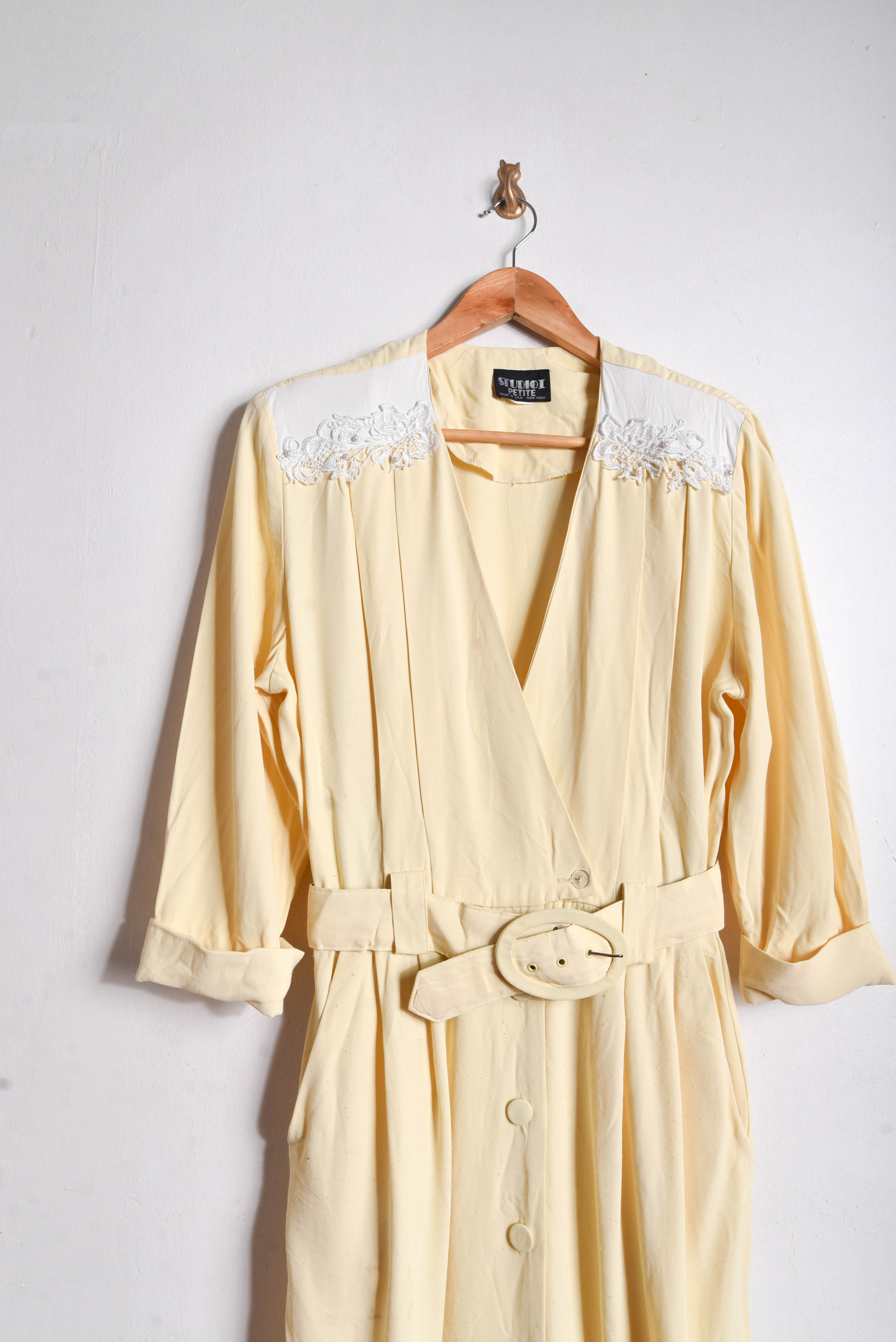 Vestido vintage amarillo pastel 80s