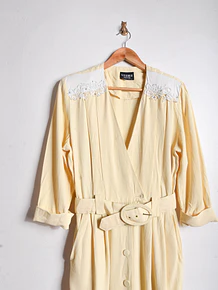 Vestido vintage amarillo pastel 80s