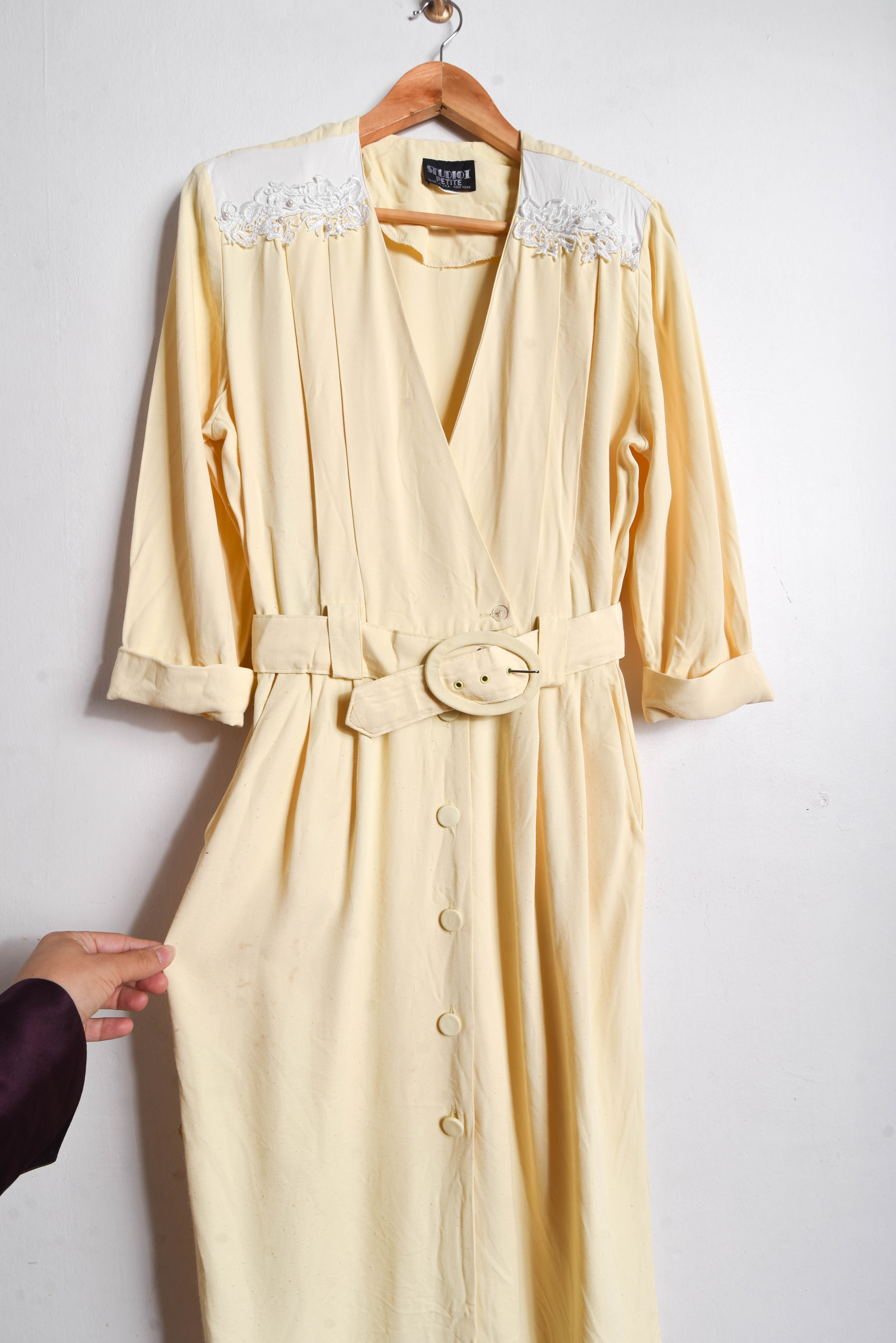 Vestido vintage amarillo pastel 80s