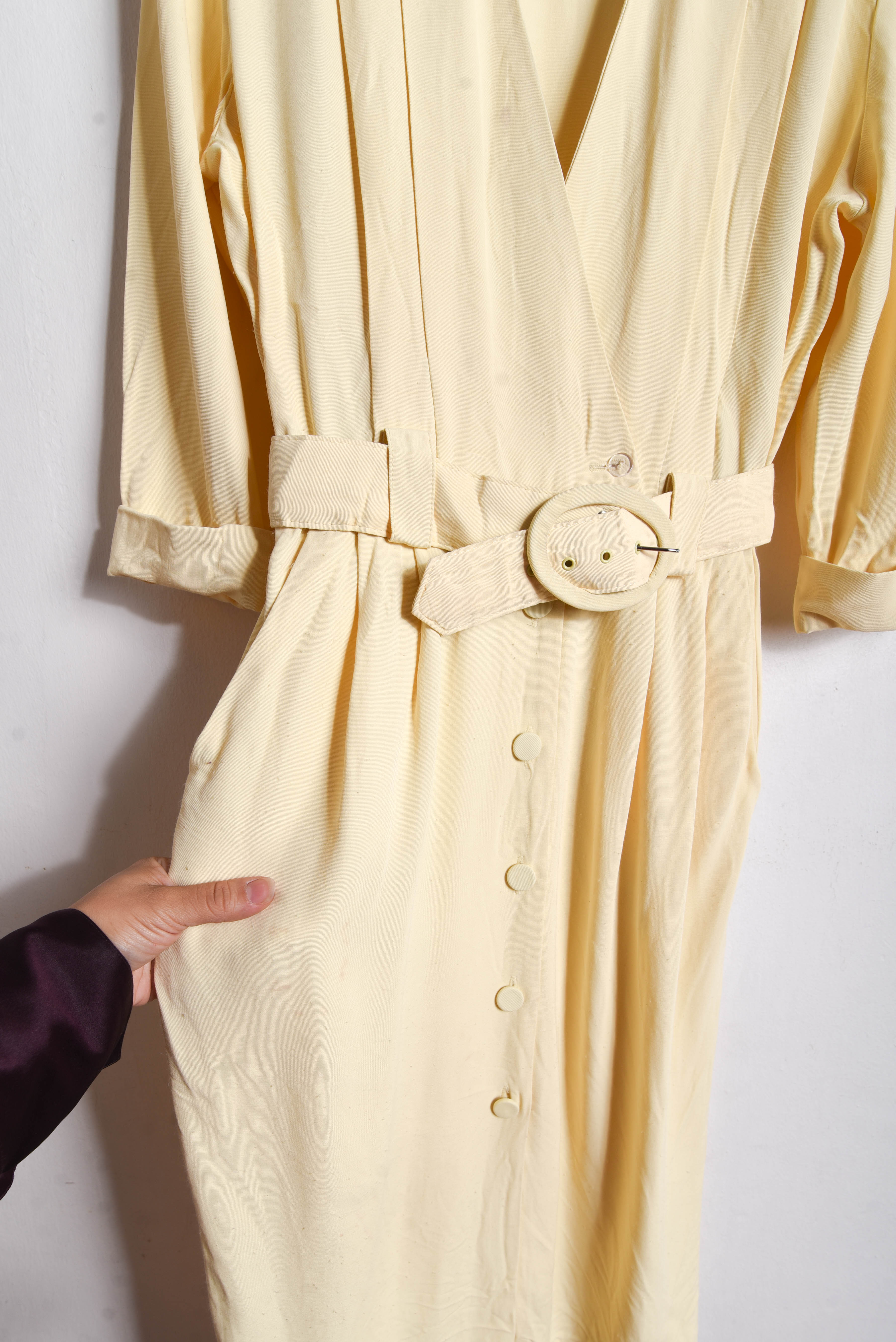 Vestido vintage amarillo pastel 80s