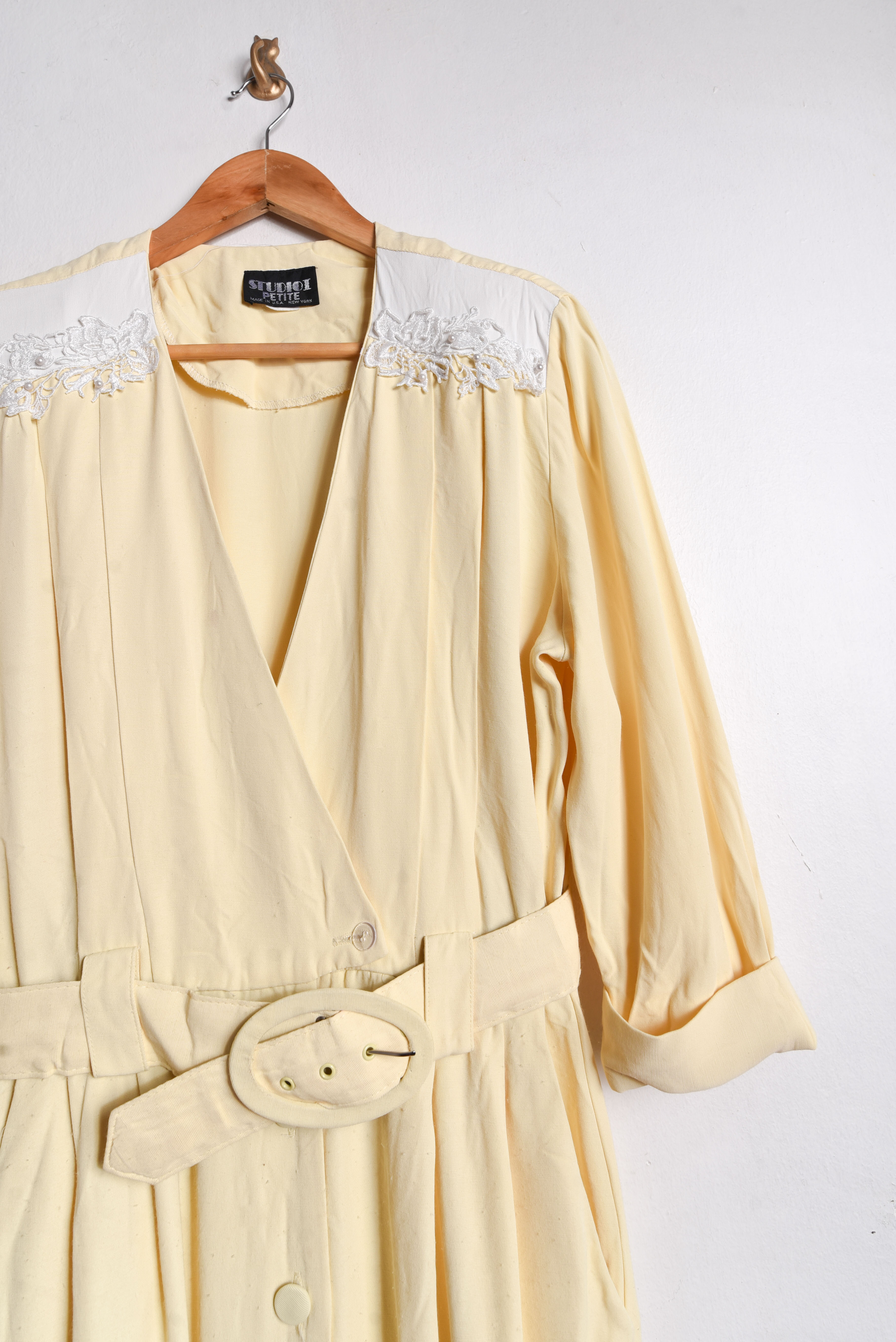 Vestido vintage amarillo pastel 80s