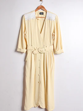 Vestido vintage amarillo pastel 80s