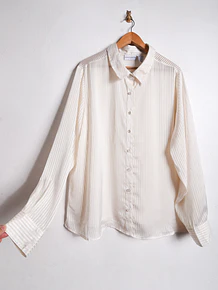 Blusa marfil rayada traslucida