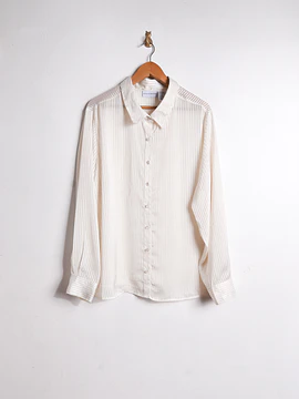 Blusa marfil rayada traslucida