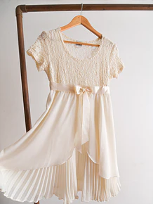 Vestido marfil 90s plisado