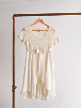 Vestido marfil 90s plisado