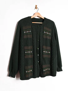 Cardigan vintage green punto cruz