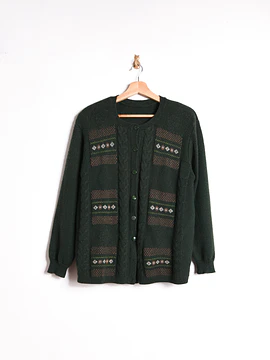 Cardigan vintage green punto cruz