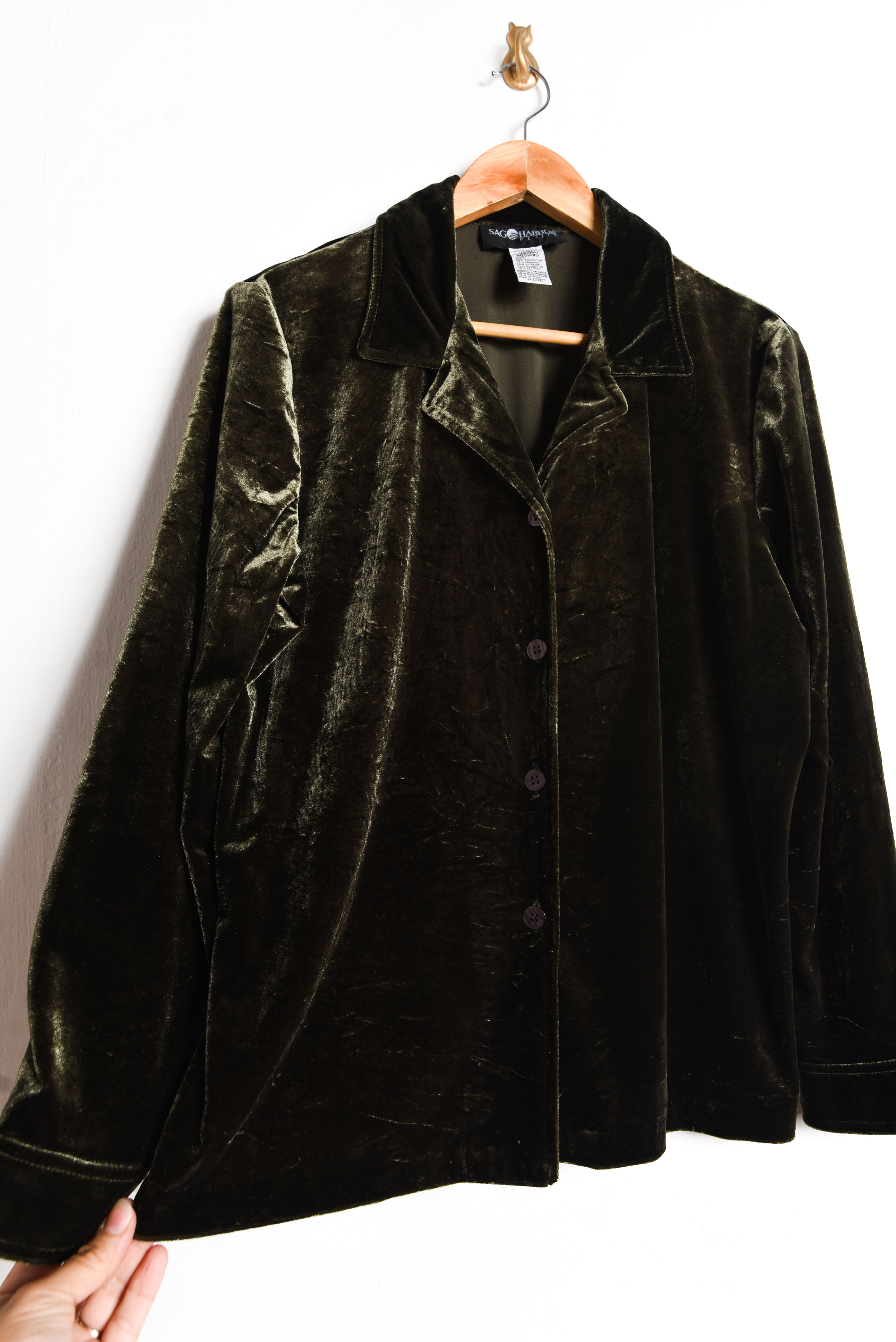 Camisa green velvet 90s
